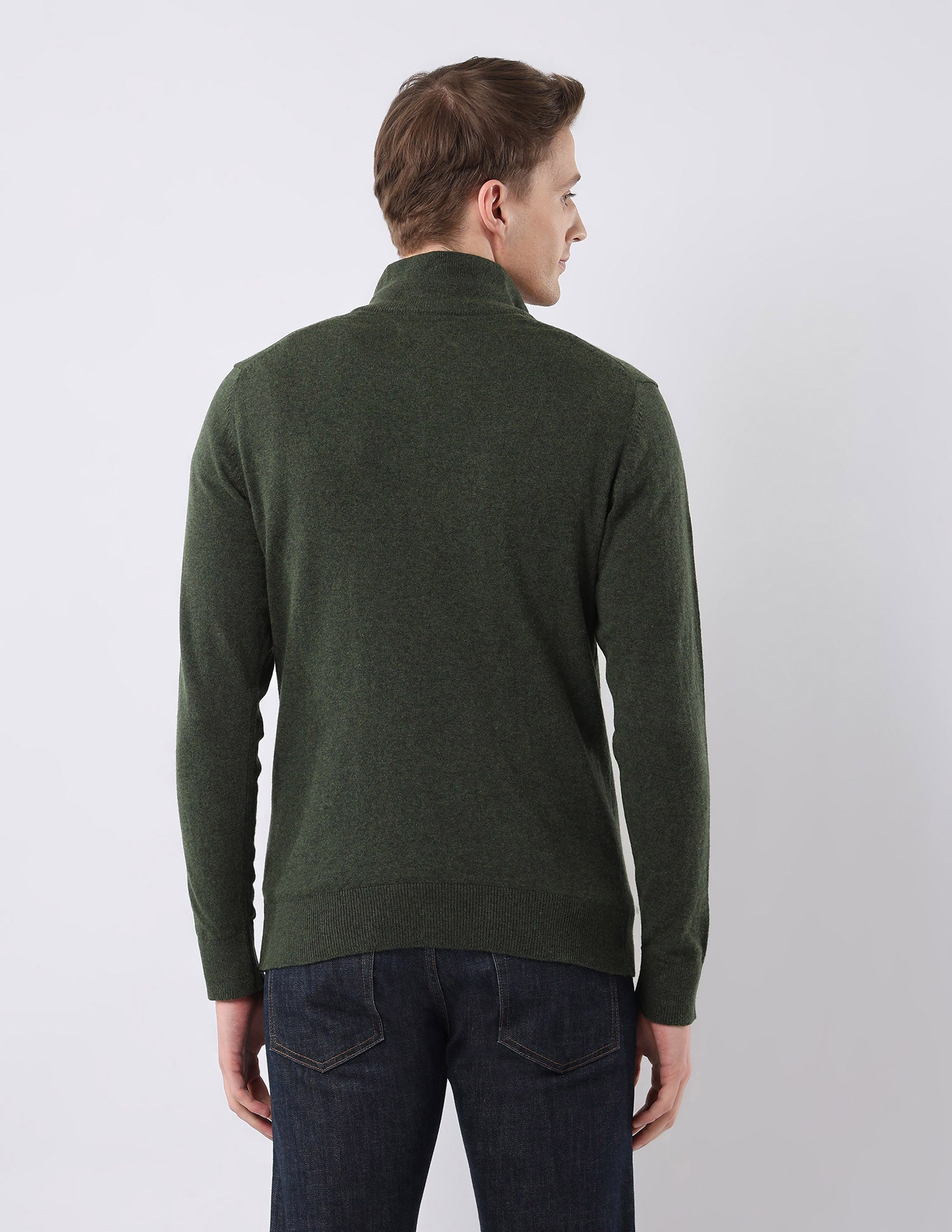 Regular Fit Solid Sweater Green - U.S. Polo Assn. India | Large