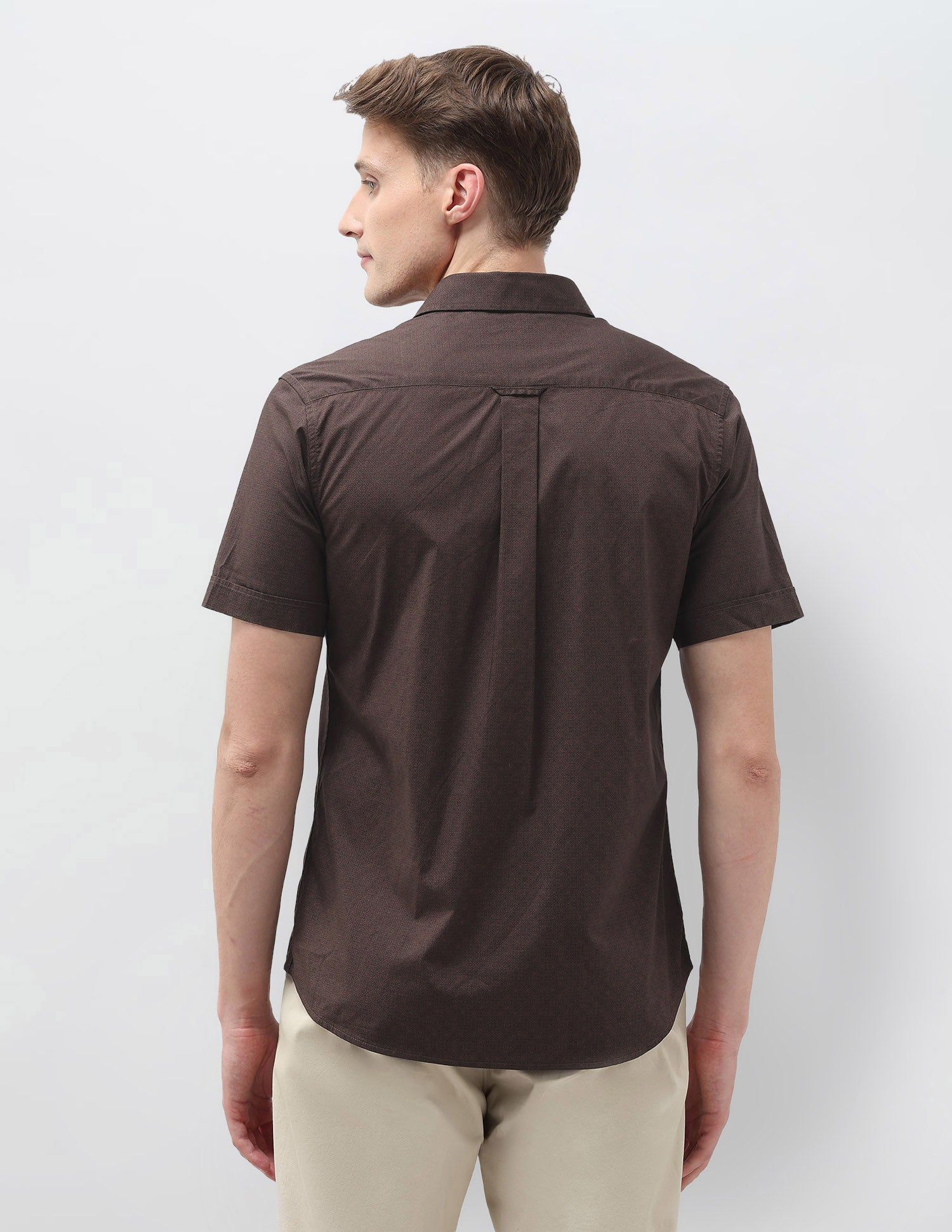 Geometric Printed Tailored Fit Shirt Brown - U.S. Polo Assn. India | Large
