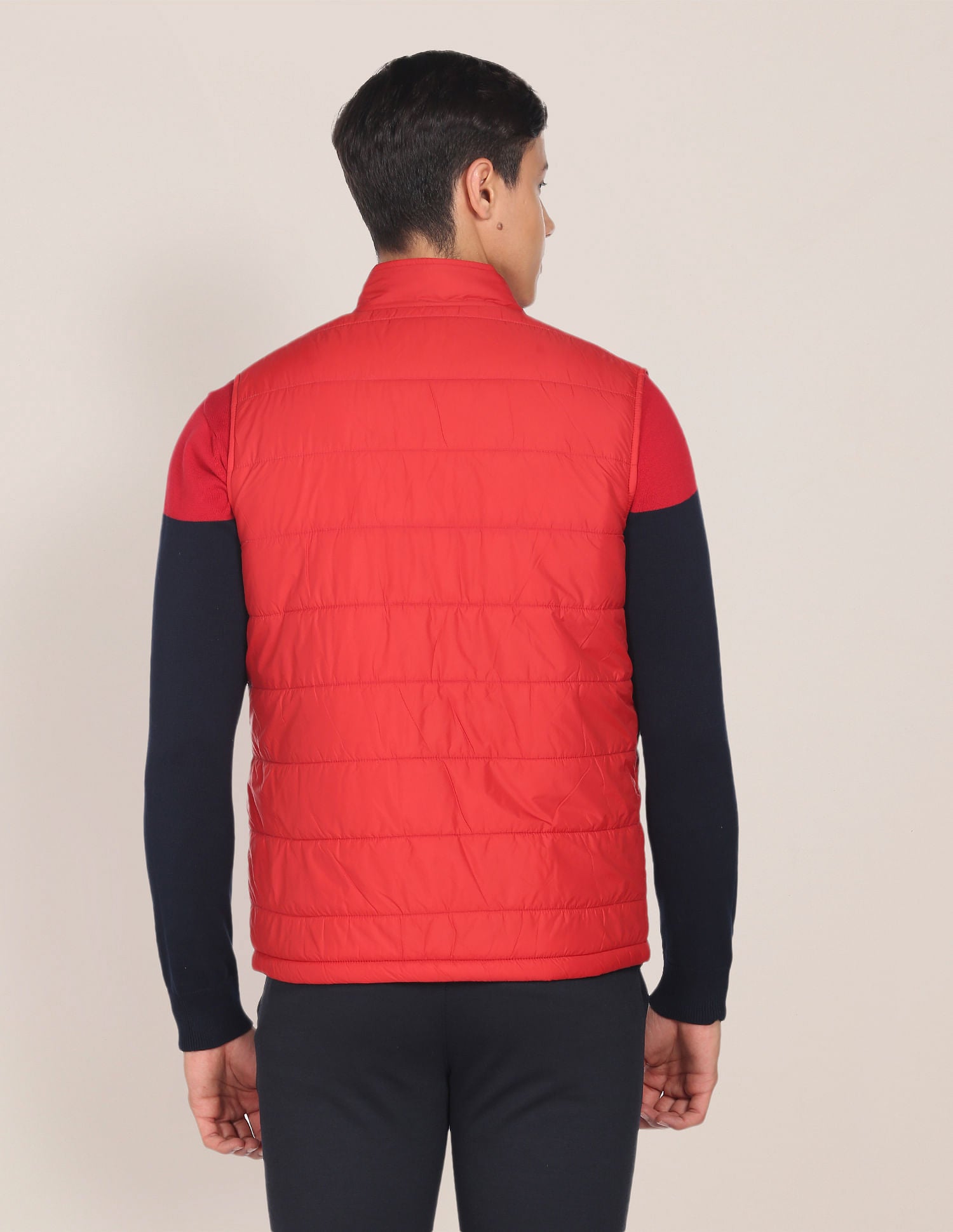 High Neck Sleeveless Solid Padded Jacket Red - U.S. Polo Assn. India | Large