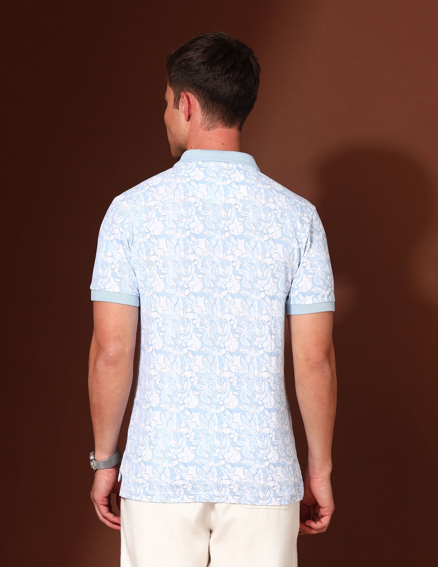 Floral Printed Working Holiday Polo Shirt Light Blue - U.S. Polo Assn. India | Large