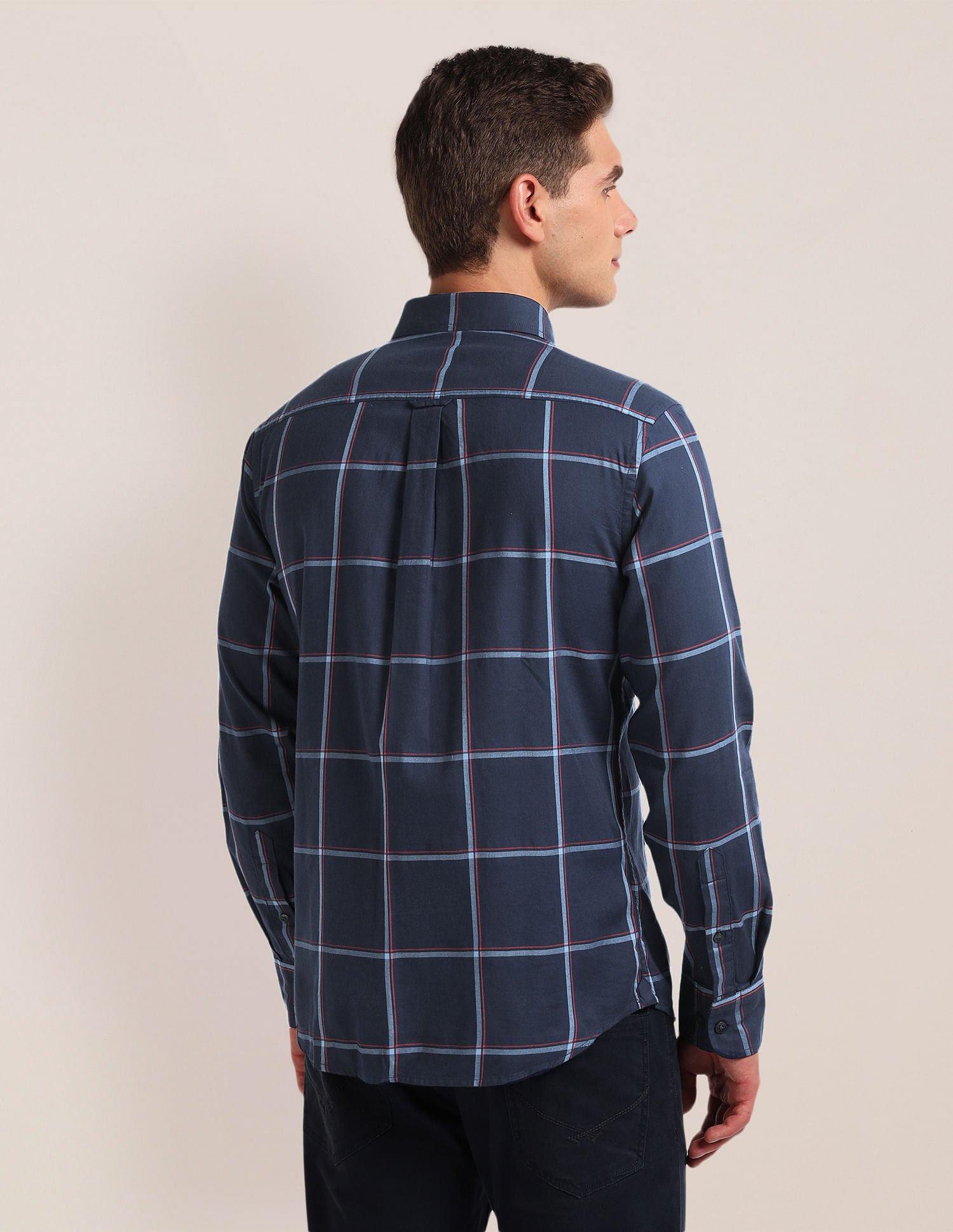 Windowpane Check Twill Shirt Navy - U.S. Polo Assn. India | Large