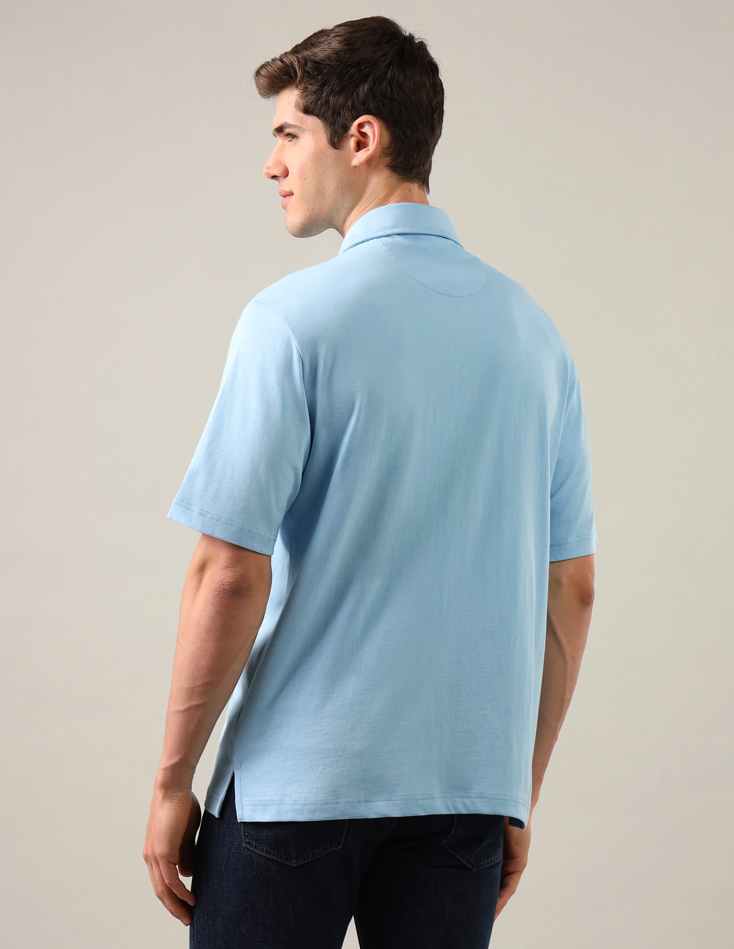 Graphic Brand Printed Knitted Shirt Blue - U.S. Polo Assn. India | Large