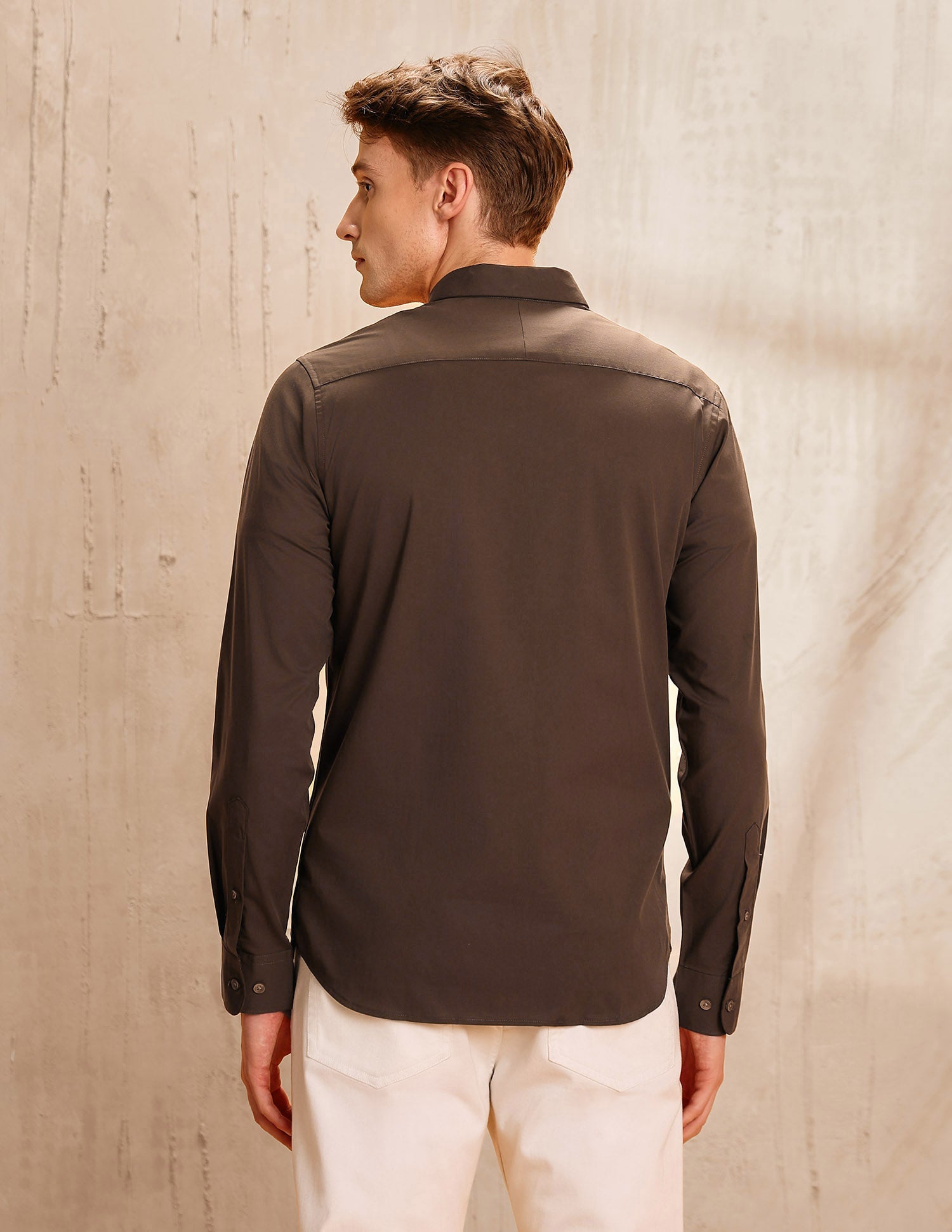 Poplin Tailored Fit Shirt Brown - U.S. Polo Assn. India | Large