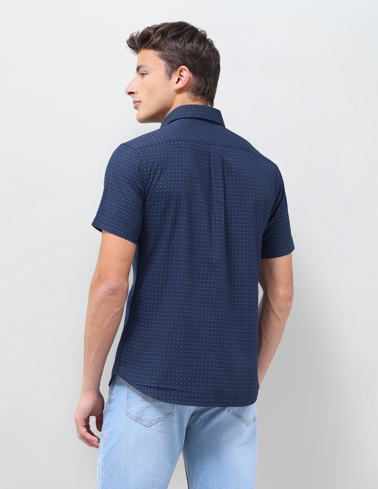 Self Design Floral Regular Fit Shirt Teal - U.S. Polo Assn. India | Large