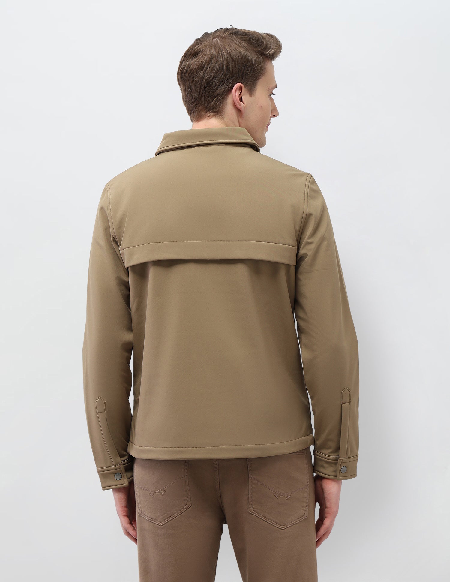 Solid Regular Fit Jacket Light Brown - U.S. Polo Assn. India | Large