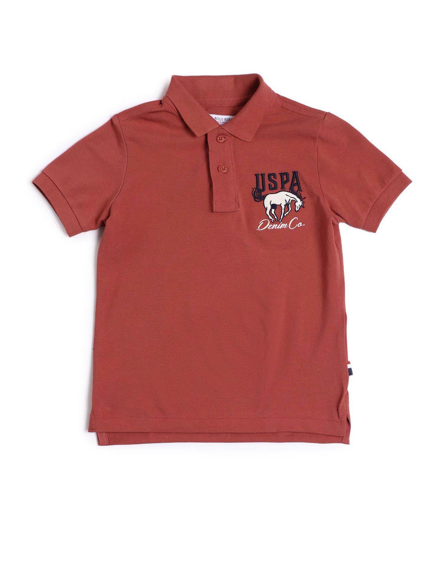 Boys Brand Printed Regular Fit Polo Shirt Medium Red - U.S. POLO ASSN. | Large