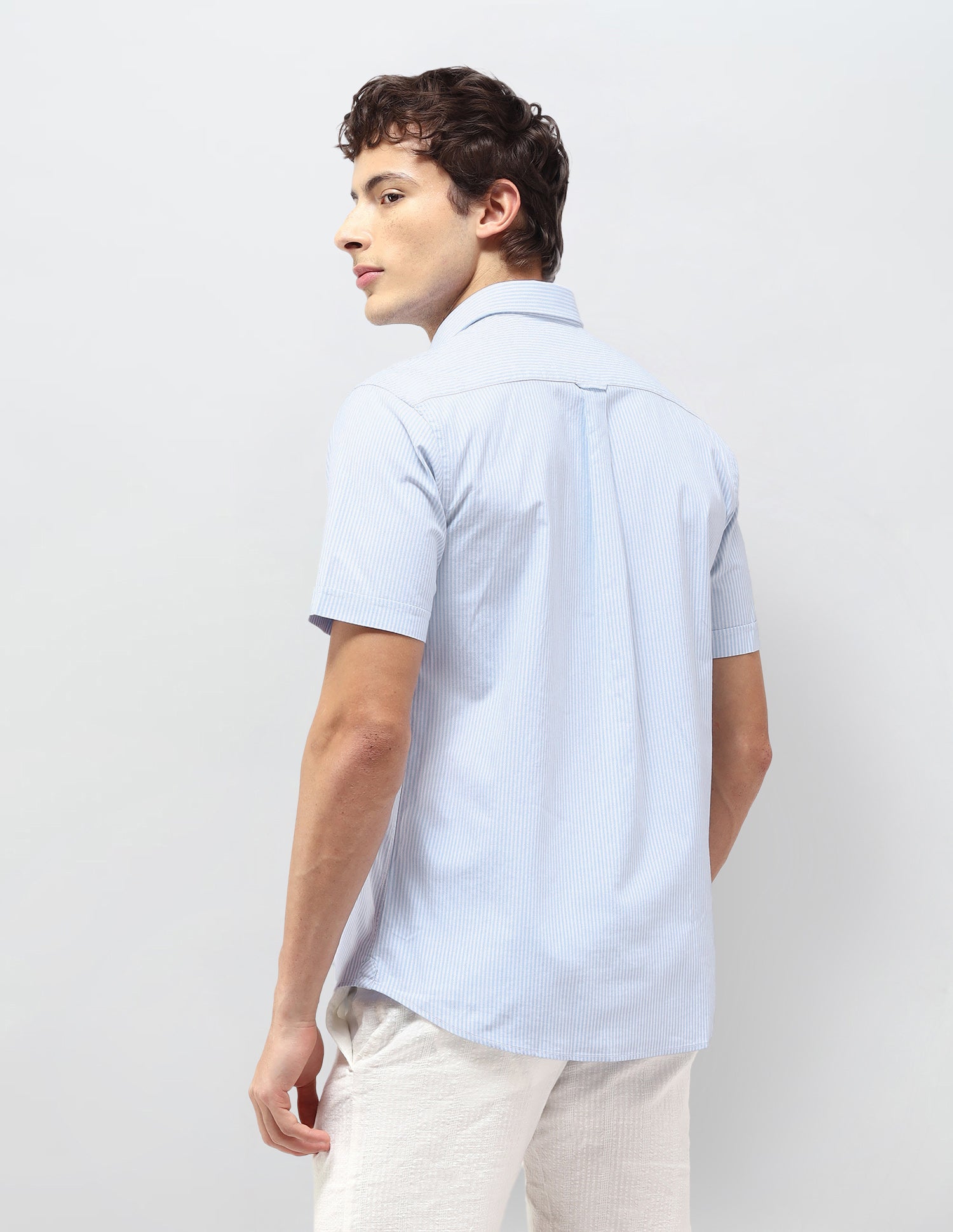 Vertical Striped Regular Fit Shirt Light Blue - U.S. Polo Assn. India | Large