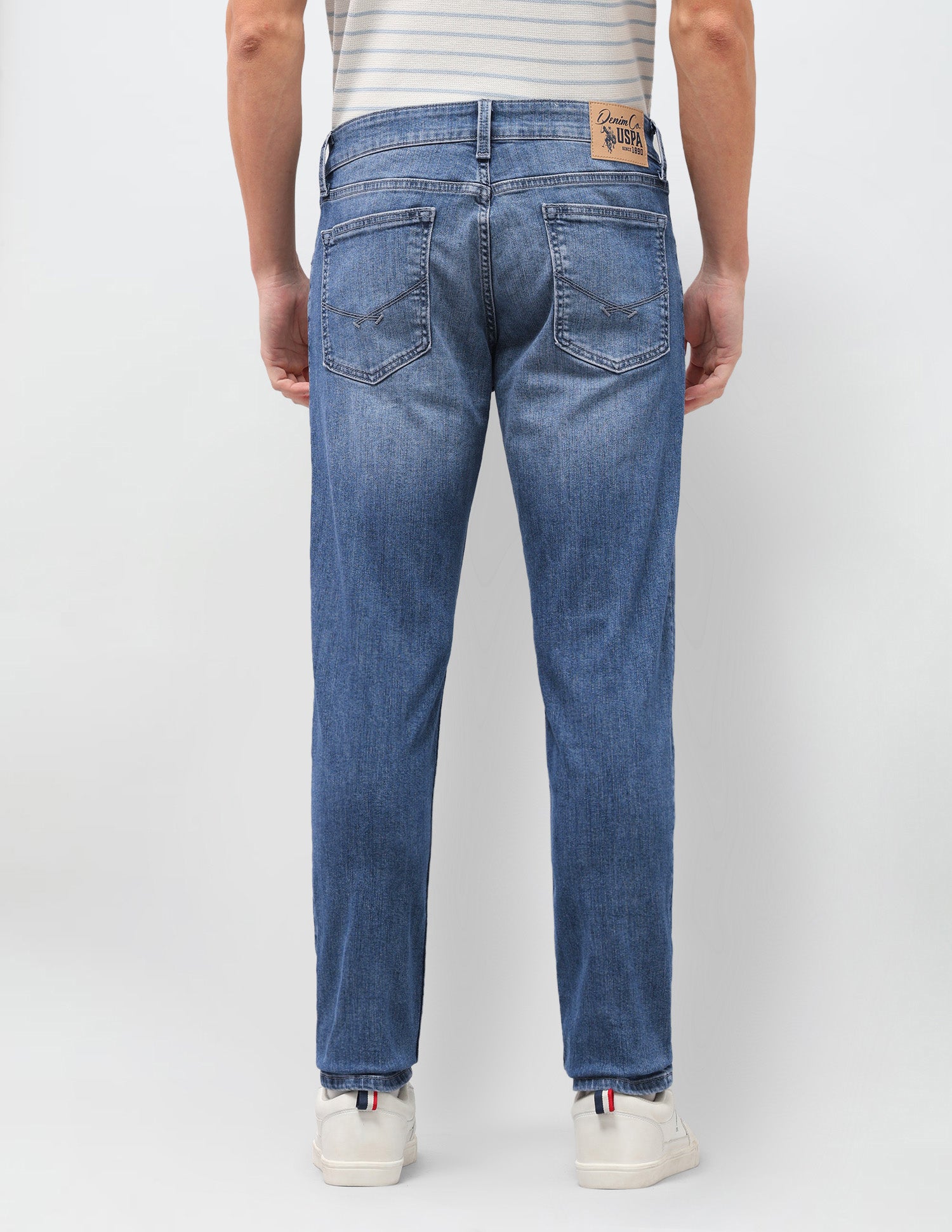Brandon Slim-Tapered Fit Blue Jeans Mid Blue - U.S. Polo Assn. India | Large