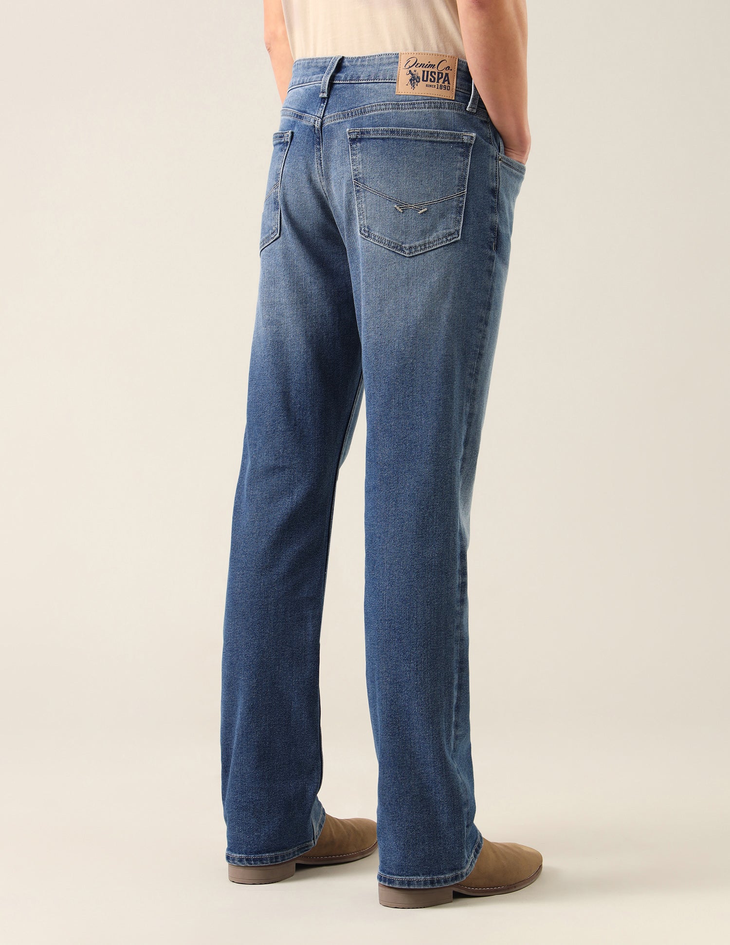 Connor Bootcut Fit Whiskered Jeans Mid Blue - U.S. Polo Assn. India | Large