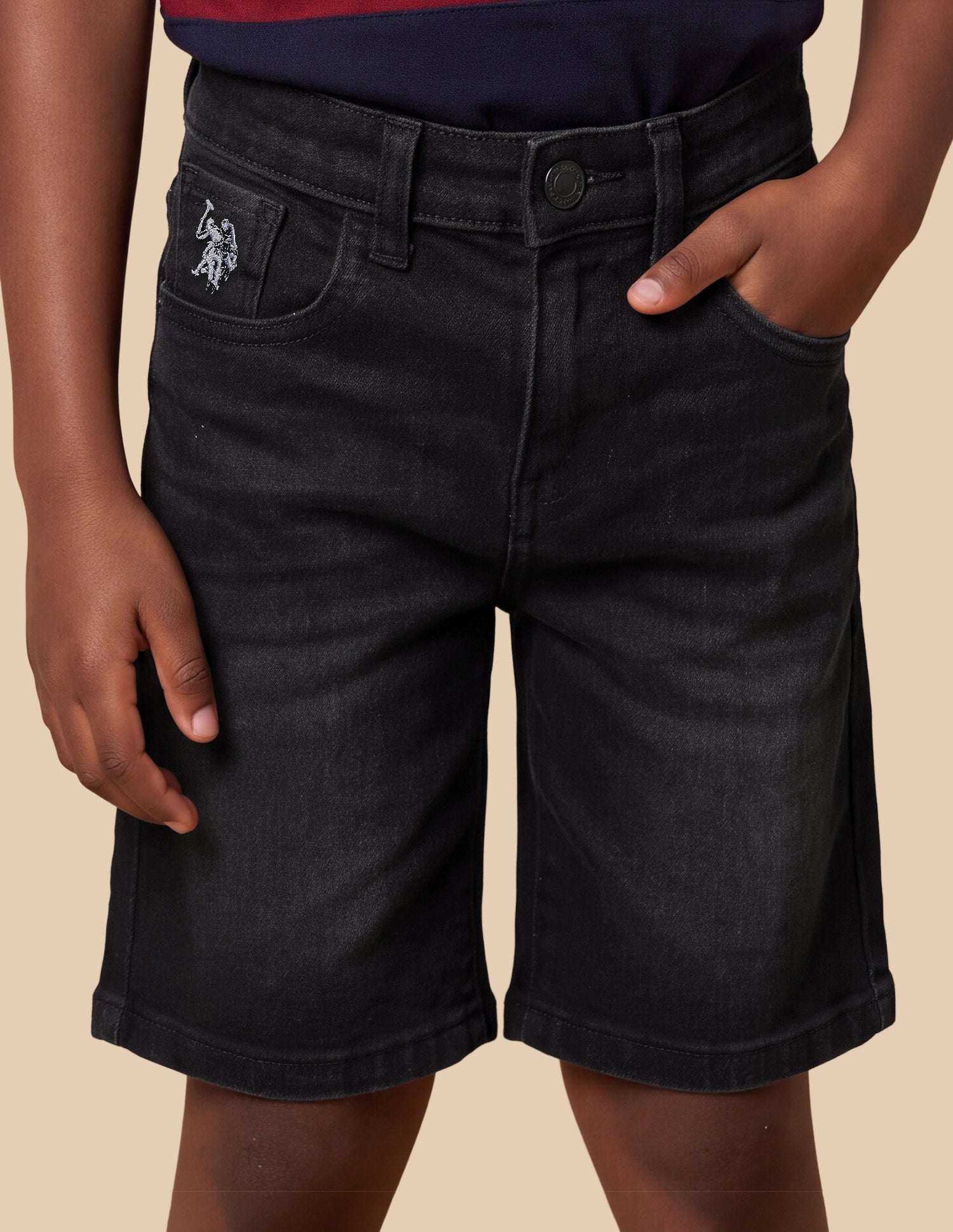 Mid Rise Regular Fit Denim Shorts Black - U.S. Polo Assn. India | Large
