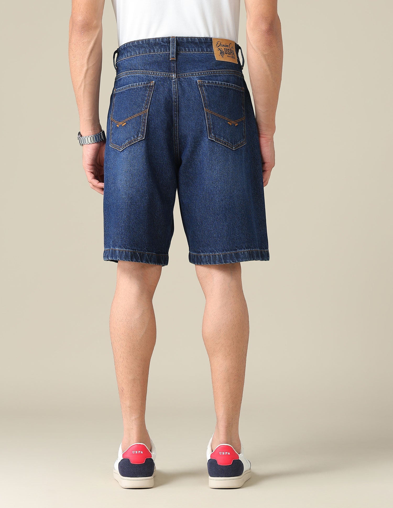 Mid Rise Solid Denim Shorts Dark Blue - U.S. POLO ASSN. | Large