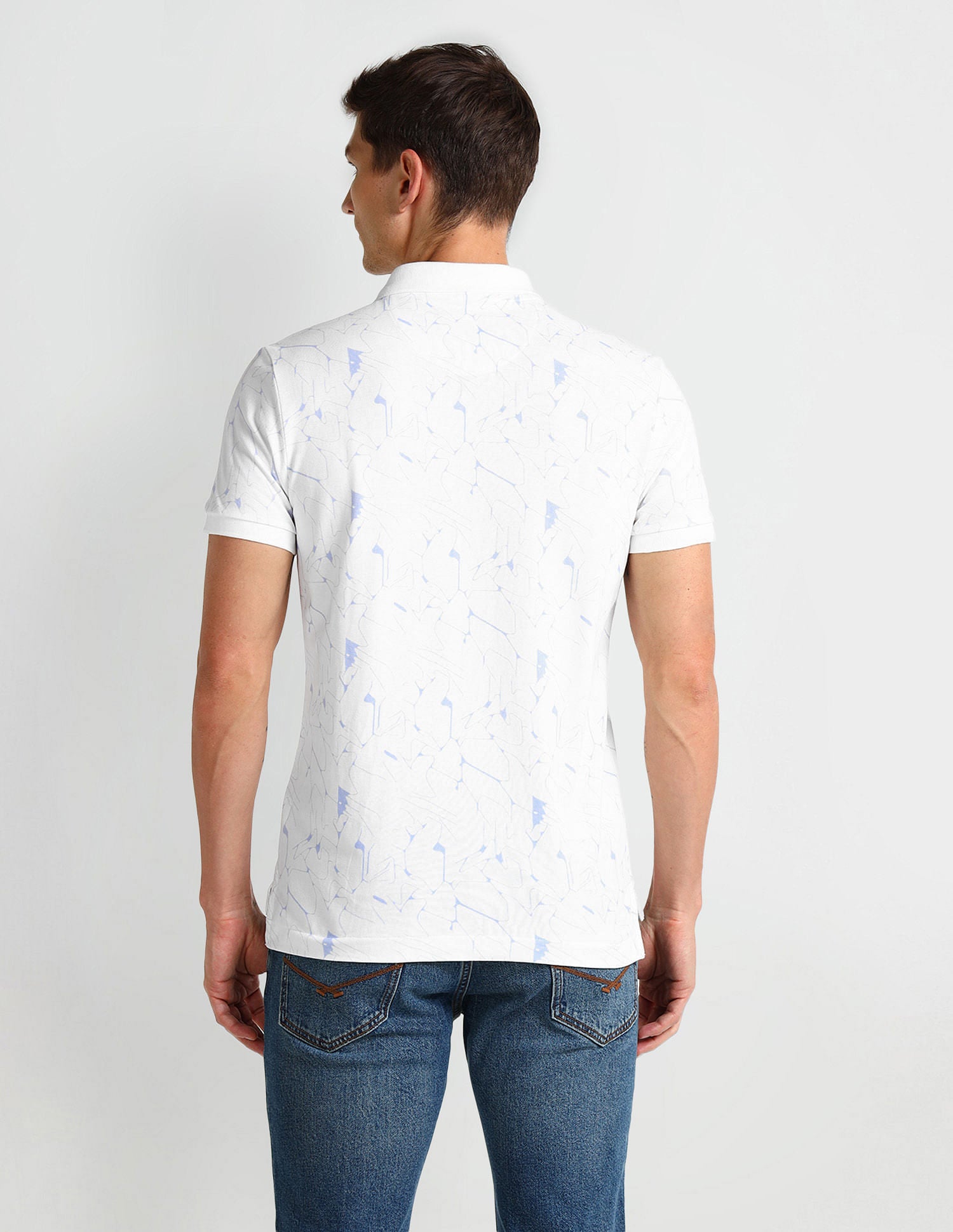 Muscle Fit Abstract Polo Shirt White - U.S. Polo Assn. India | Large