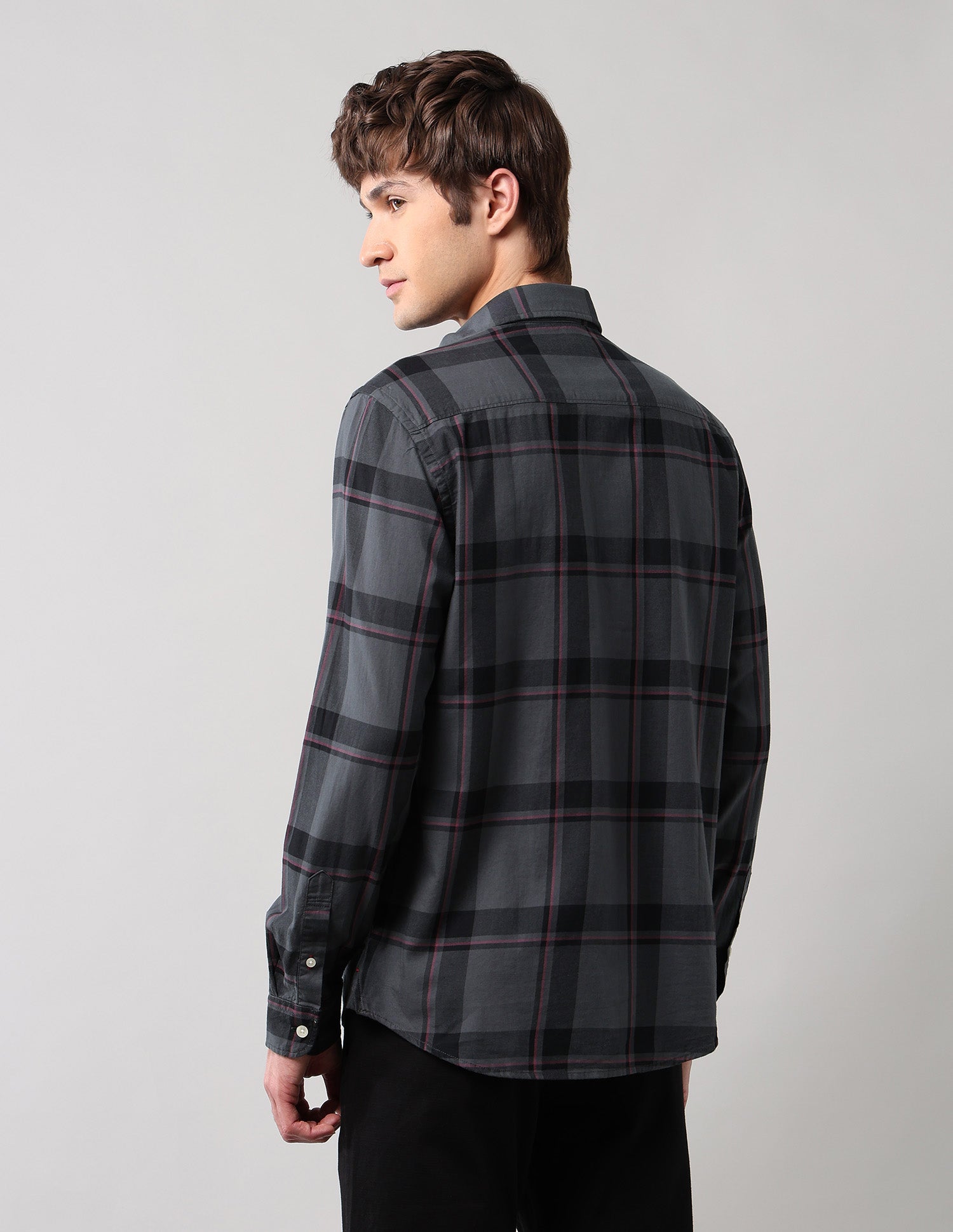 Grid Tattersall Checked Pure Cotton Shirt Grey - U.S. POLO ASSN. | Large