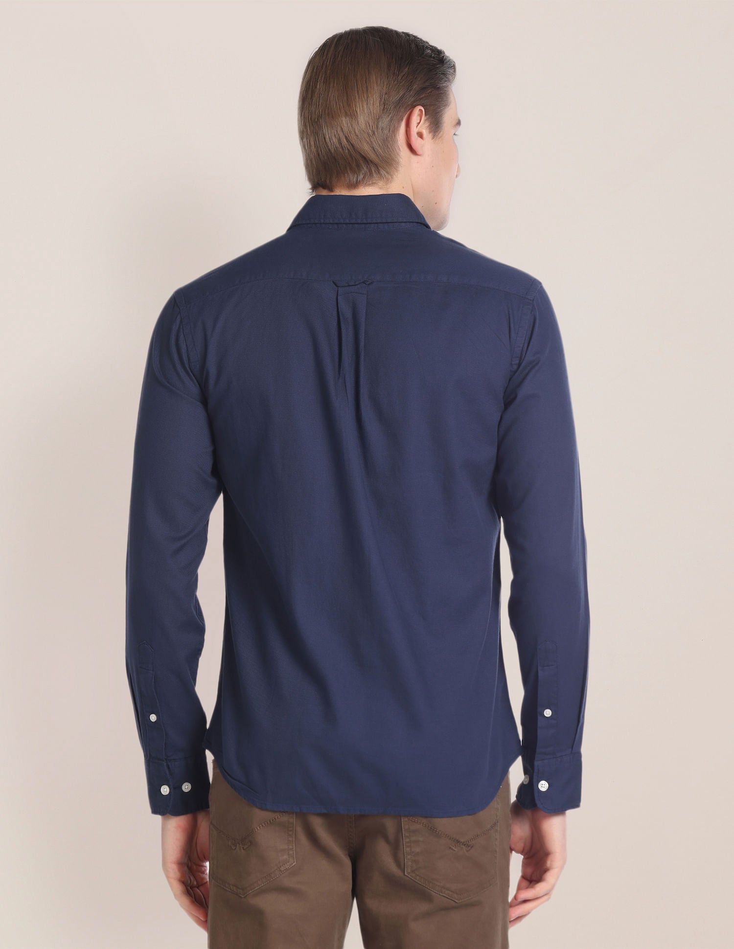 Solid Dobby Casual Shirt Navy - U.S. Polo Assn. India | Large