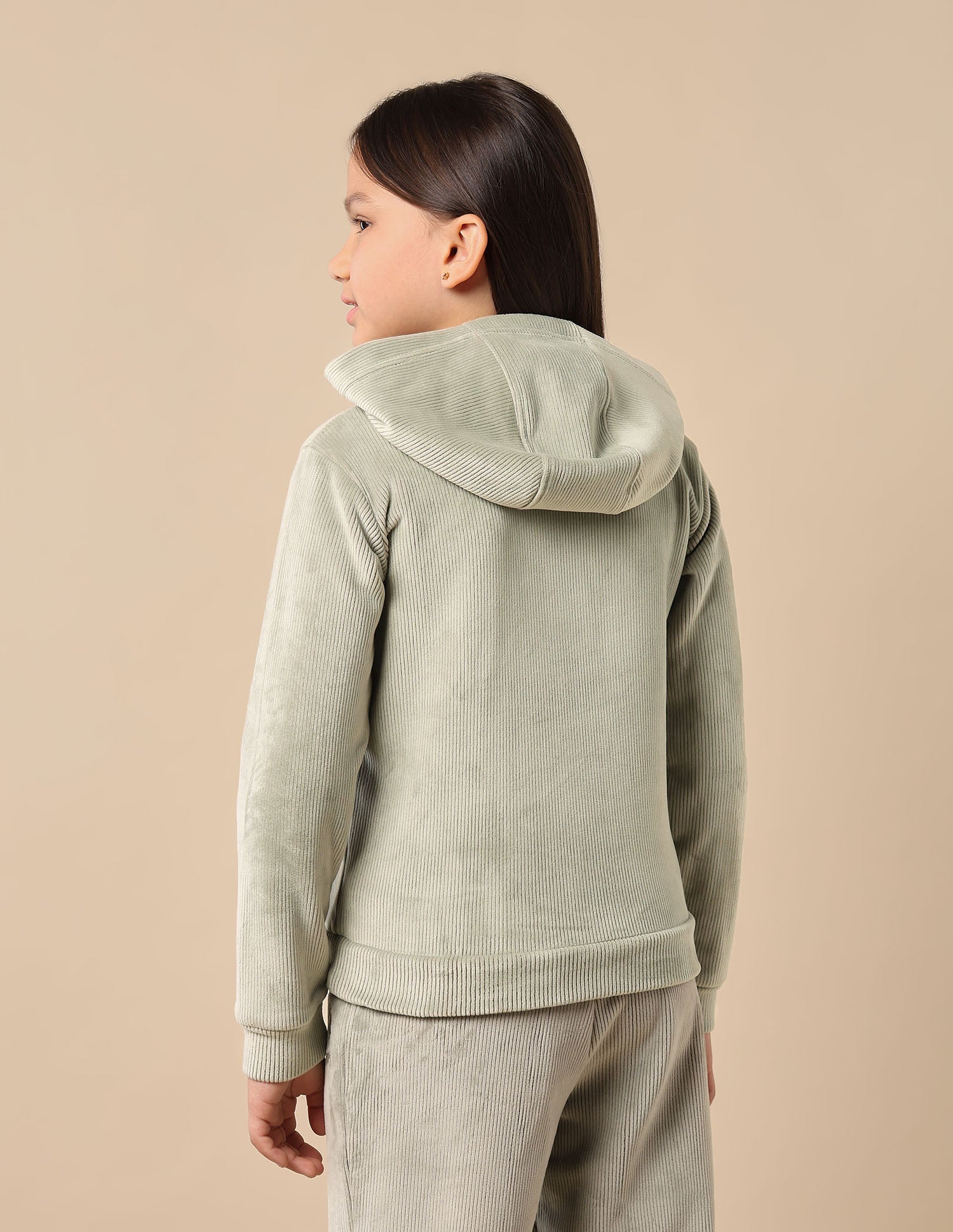 Girls Ribbed Hooded Sweatshirt Light Green - U.S. POLO ASSN. | Large