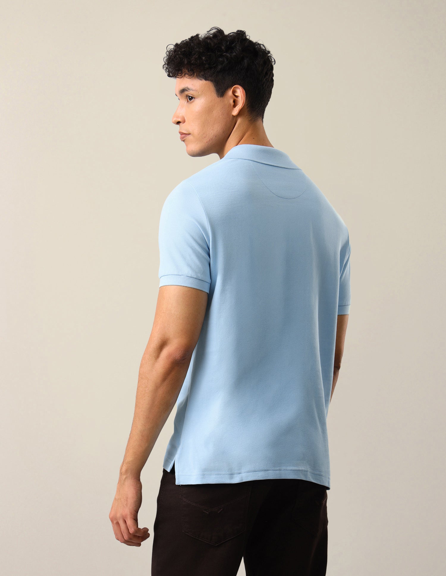 Graphic Brand Printed Slim Fit Polo Shirt Light Blue - U.S. Polo Assn. India | Large
