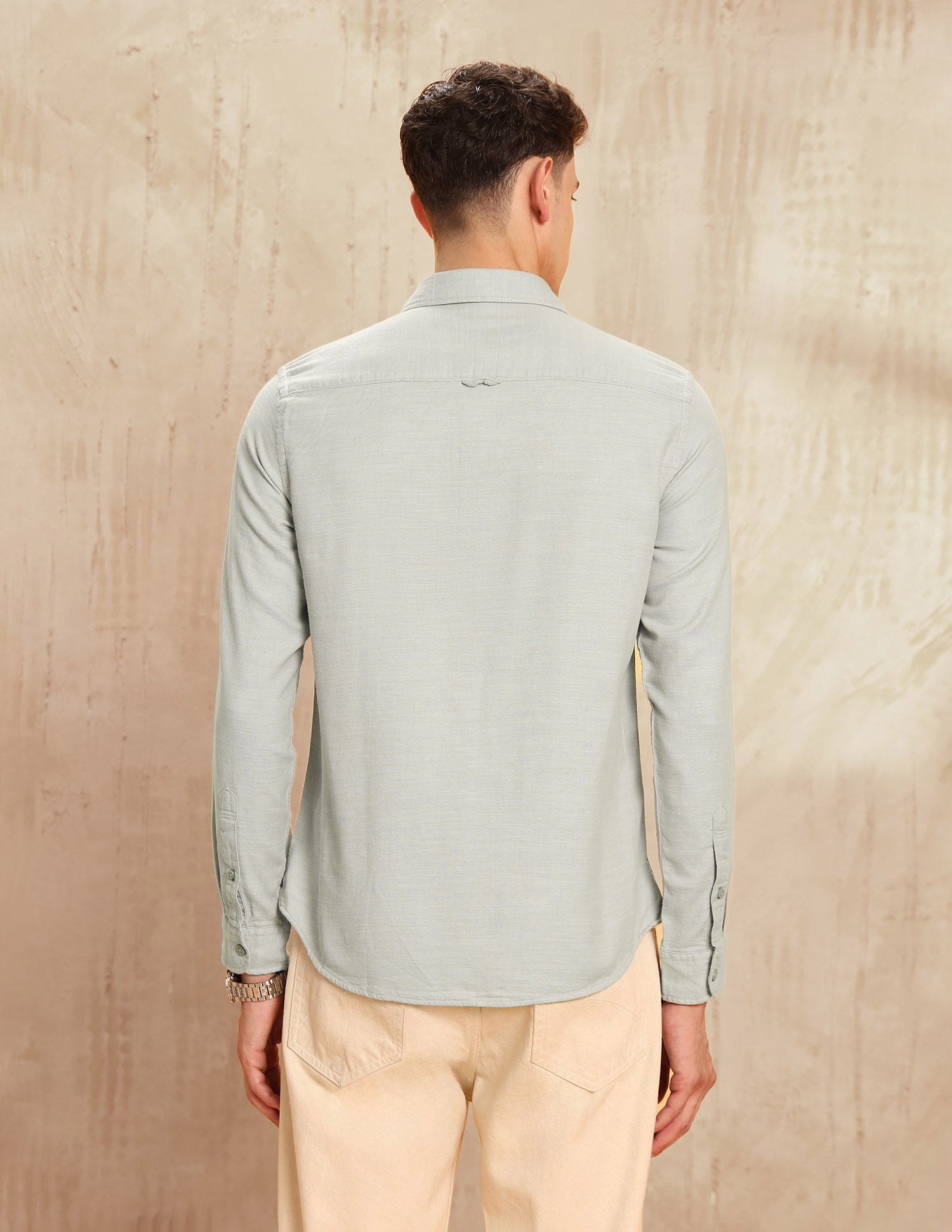 Textured Regular Fit Shirt Light Khaki - U.S. POLO ASSN. | Large