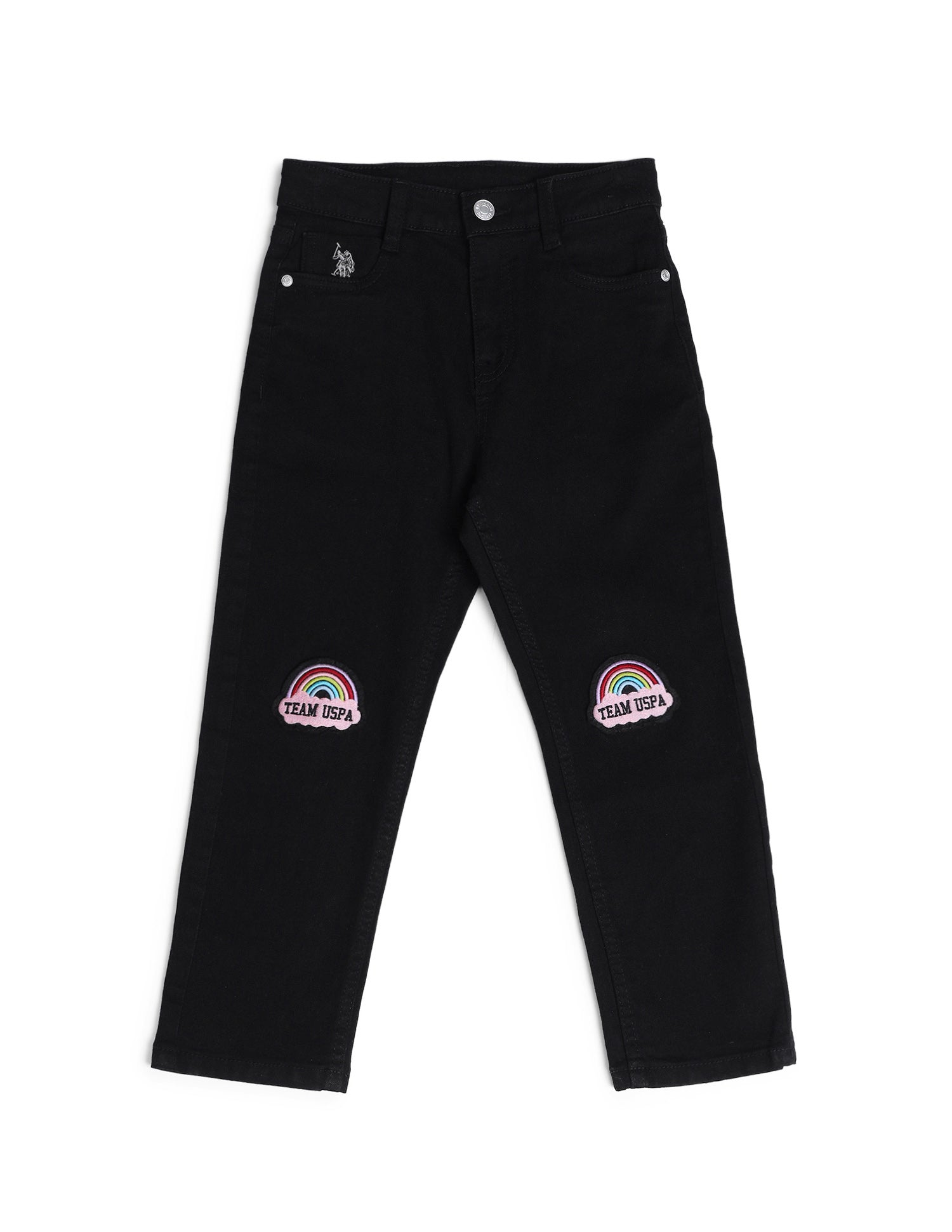 Girls Cotton Slim Fit Jeans Black - U.S. POLO ASSN. | Large