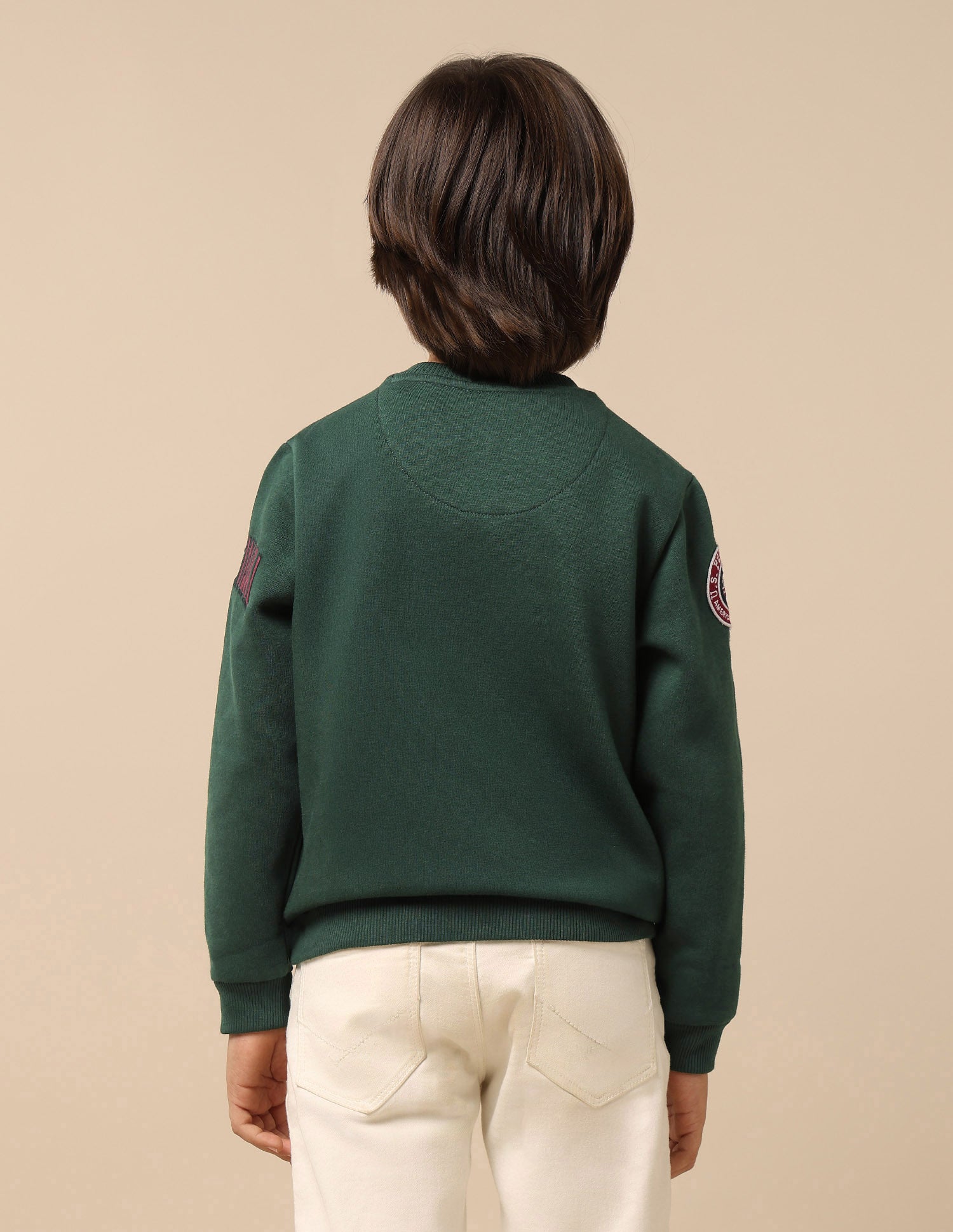 Boys Appliqued Regular Fit Sweatshirt Dark Green - U.S. POLO ASSN. | Large