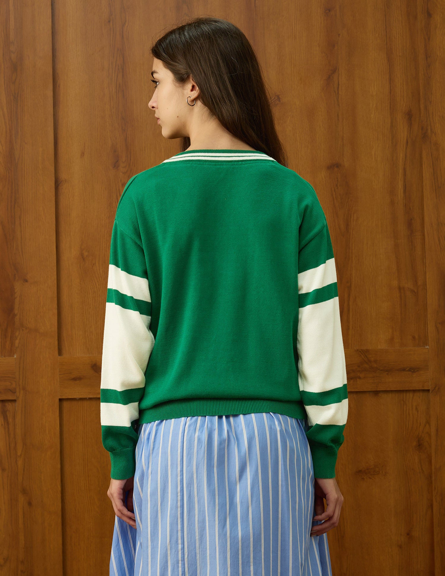 Brand Printed Relaxed Fit Sweater Green - U.S. POLO ASSN. | Large