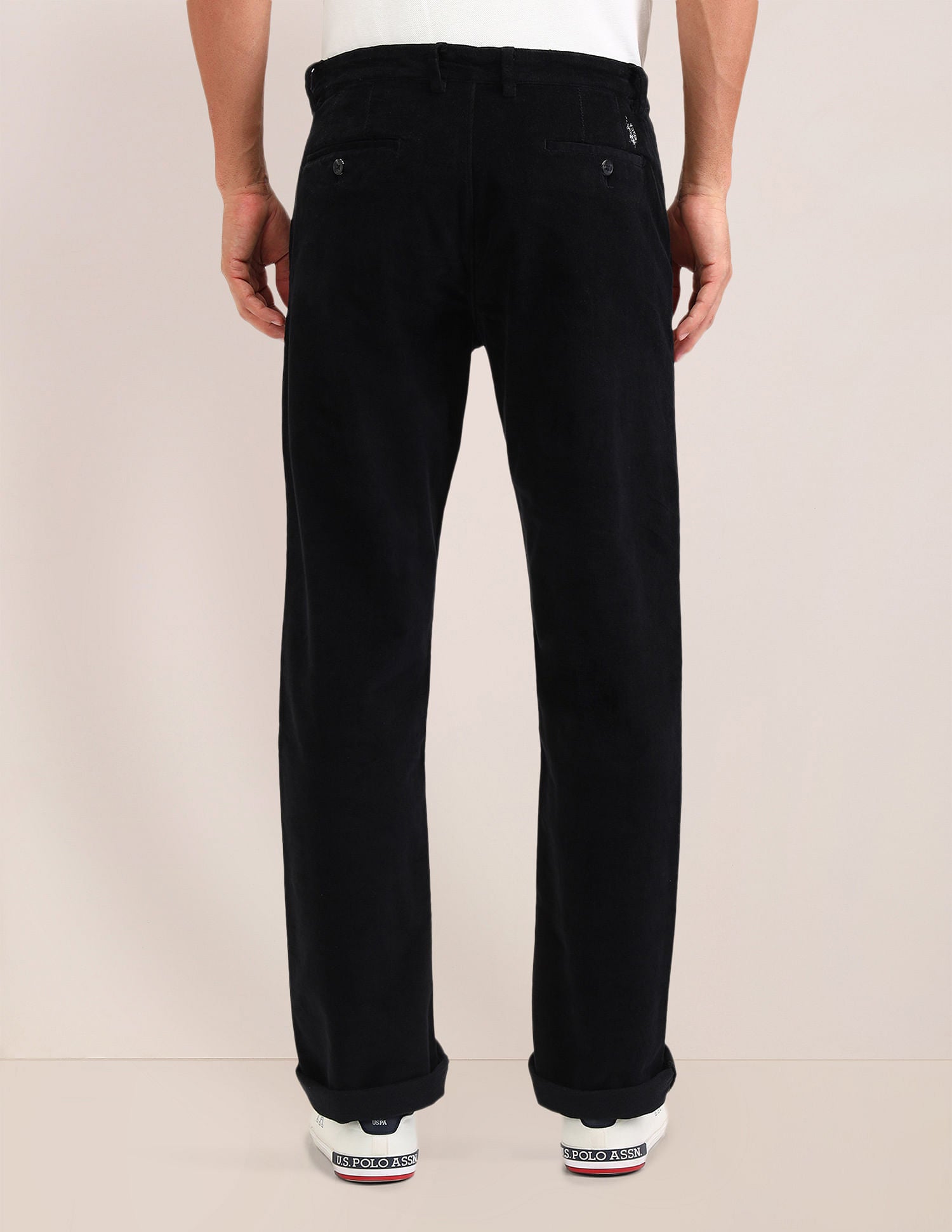 Riley Straight Fit Corduroy Trousers Black - U.S. Polo Assn. India | Large