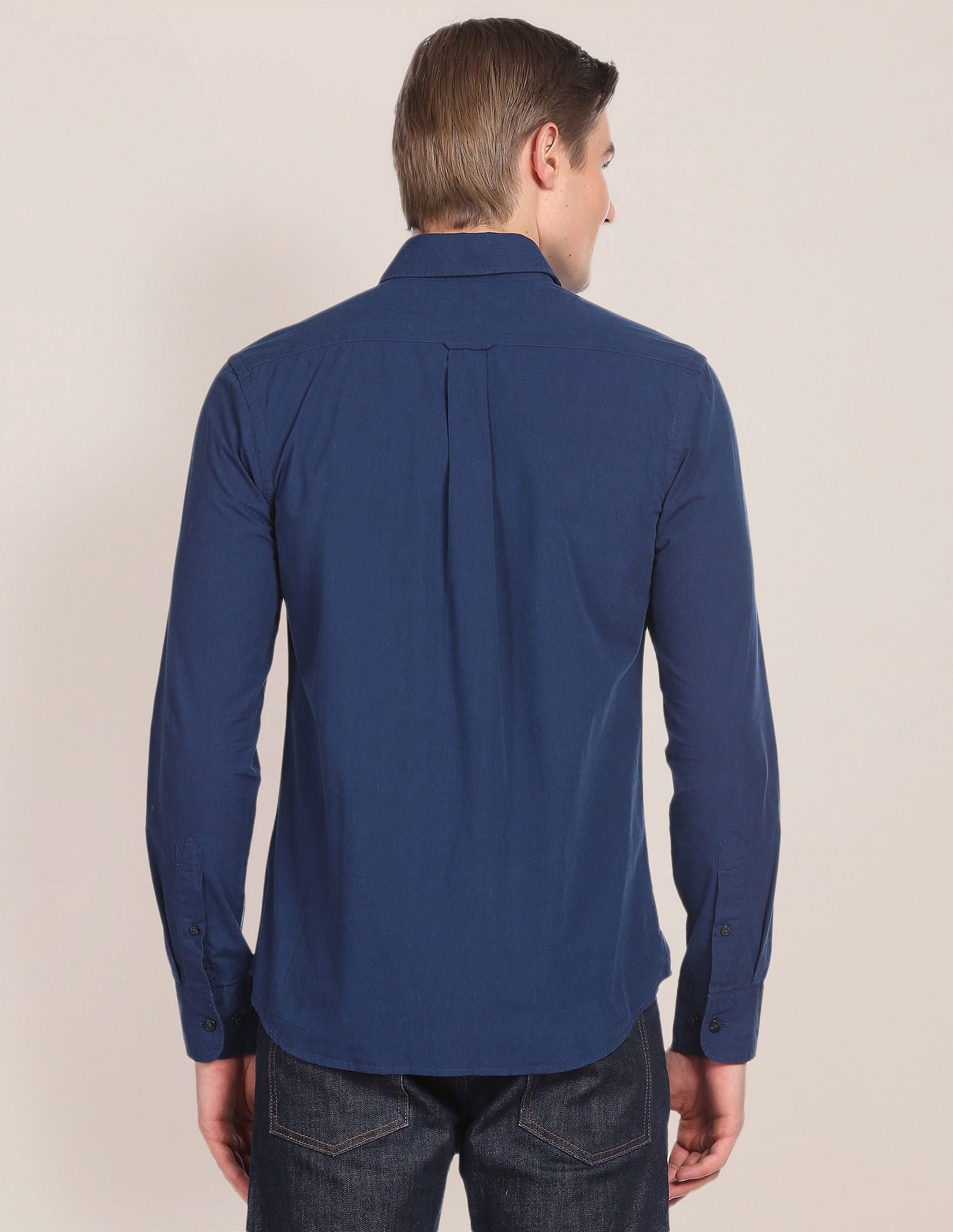 Solid Tailored Fit Shirt Navy - U.S. Polo Assn. India | Large