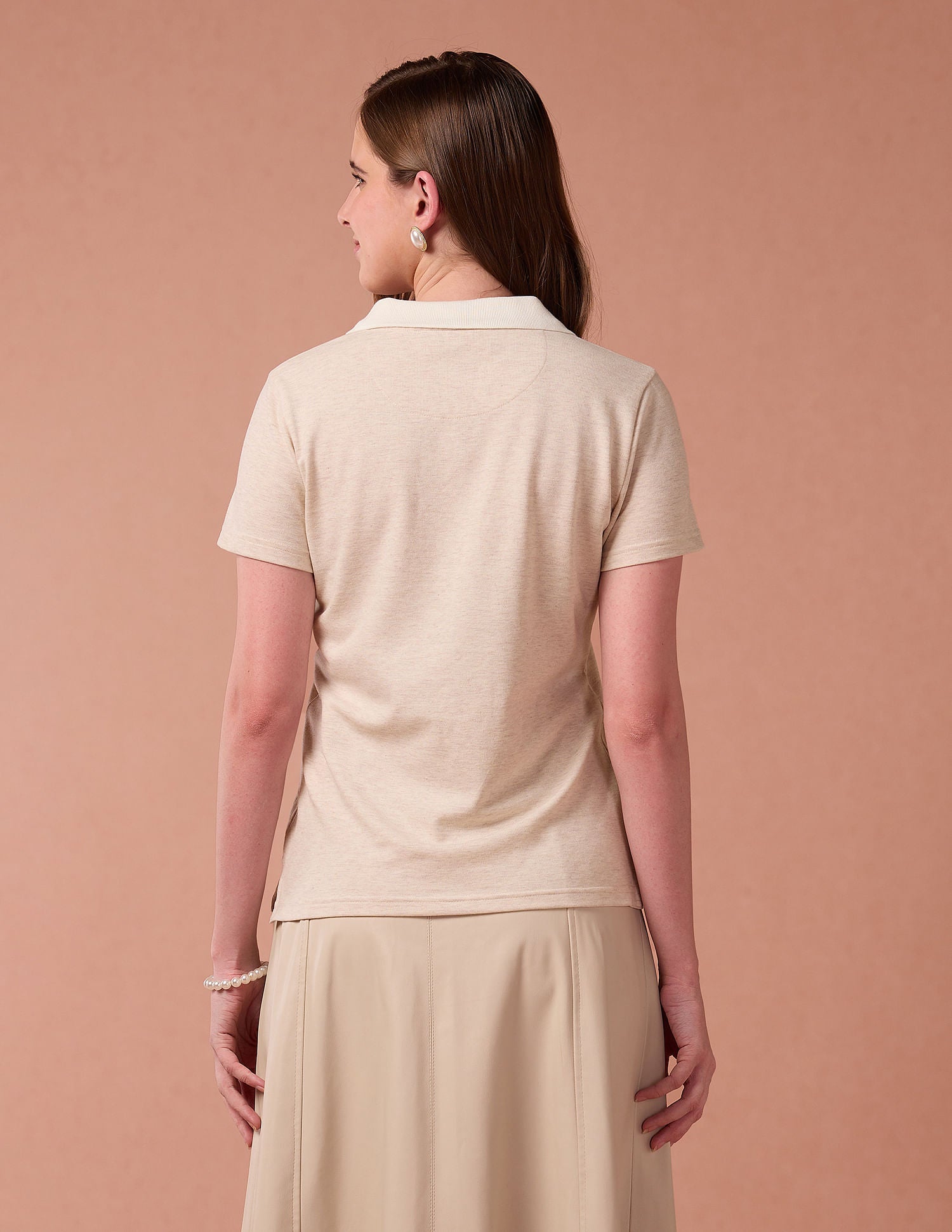 Heathered Cotton Polo Shirt Cream - U.S. POLO ASSN. | Large