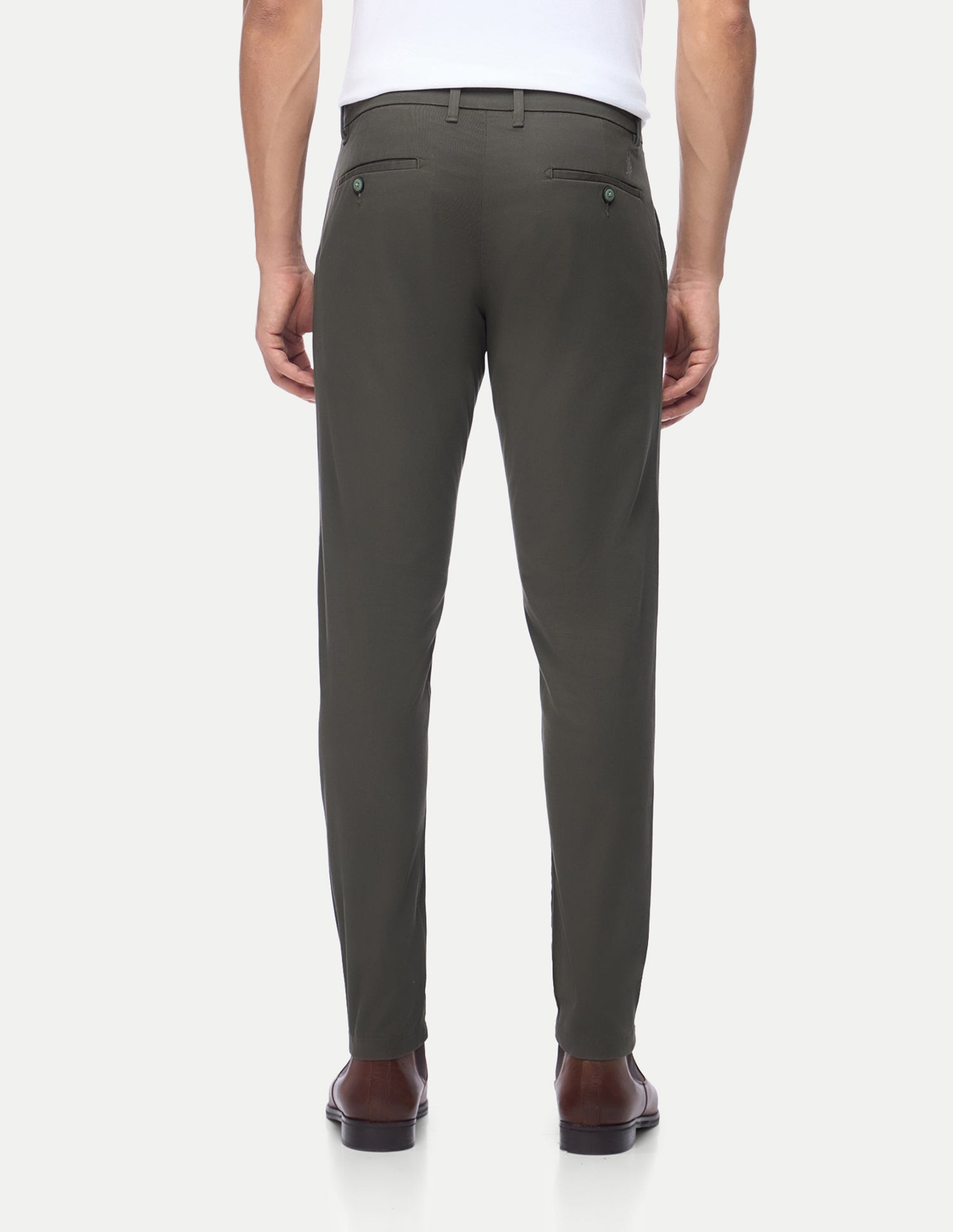 Austin Trim Regular Fit Twill Trousers Dark Olive - U.S. Polo Assn. India | Large
