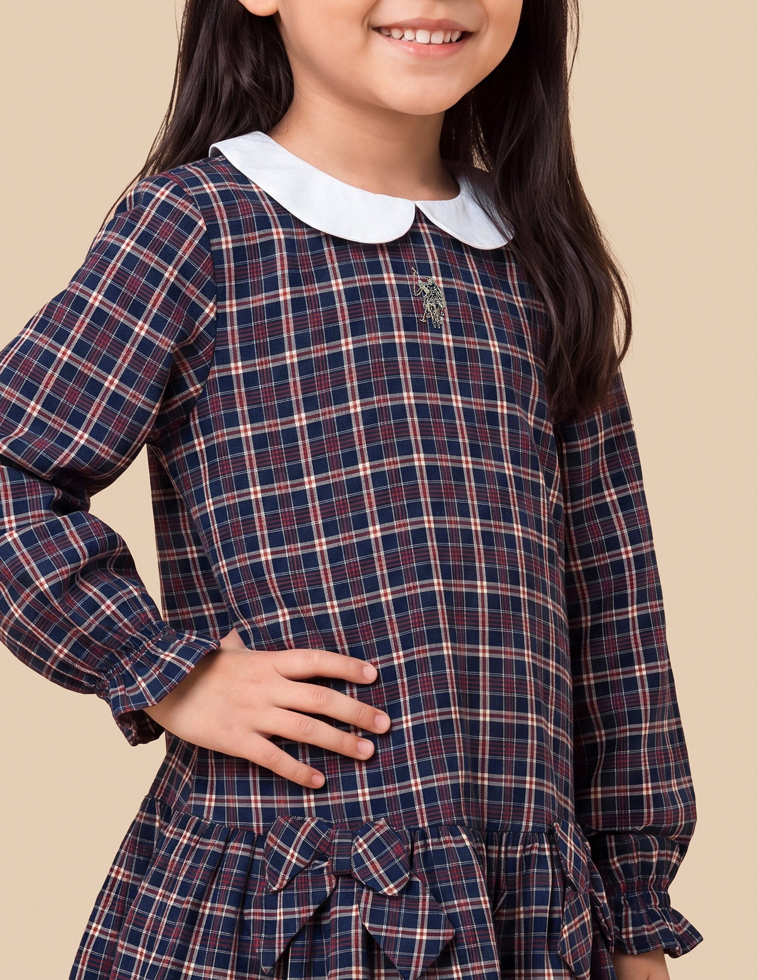 Checked Relaxed Fit Princess Line Dress Navy - U.S. Polo Assn. India | Large