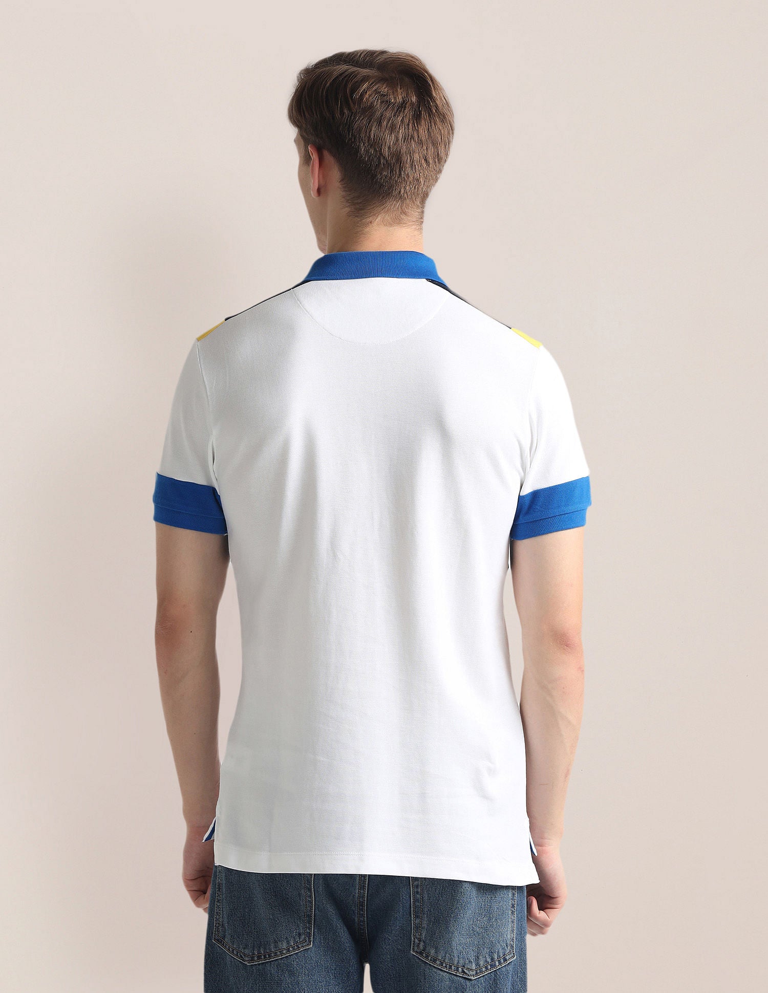 Colour Block Pique Polo Shirt White - U.S. Polo Assn. India | Large