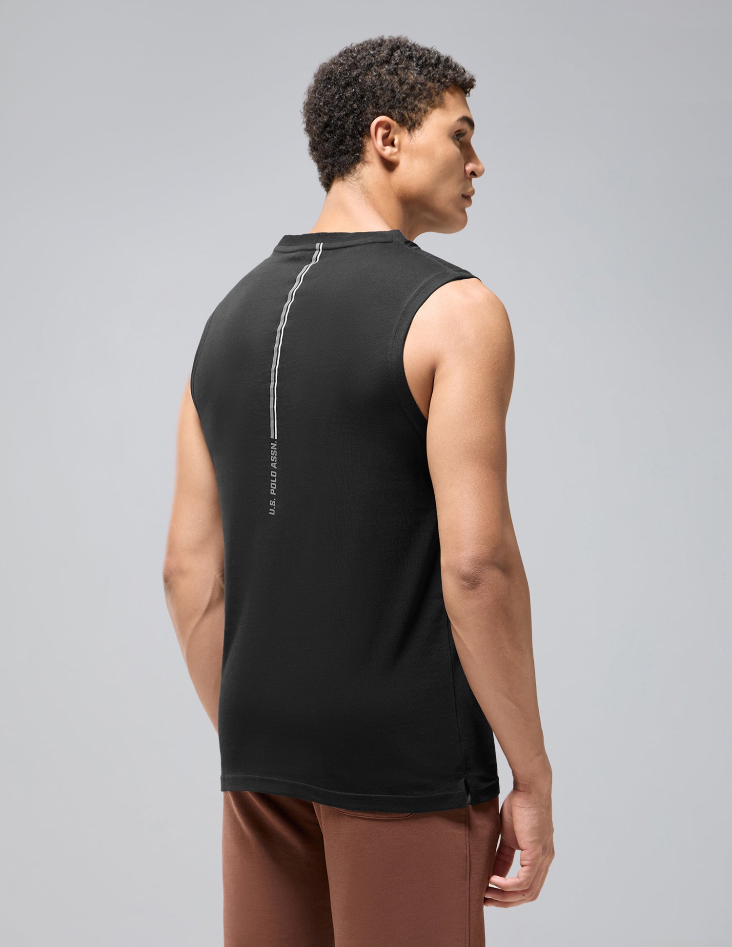 Pure Cotton Breathable OEV12 Gym Vest Black - U.S. Polo Assn. India | Large