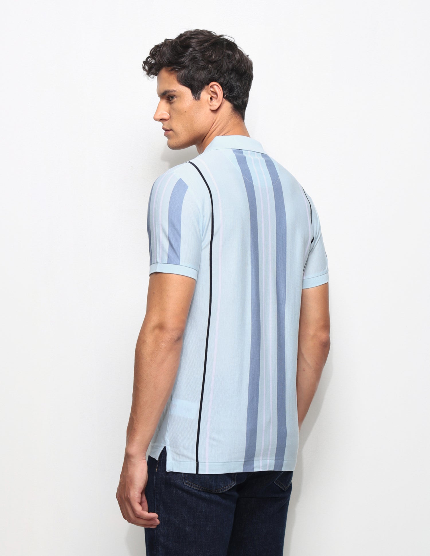 Vertical Striped Slim Fit Polo Shirt Light Blue - U.S. Polo Assn. India | Large