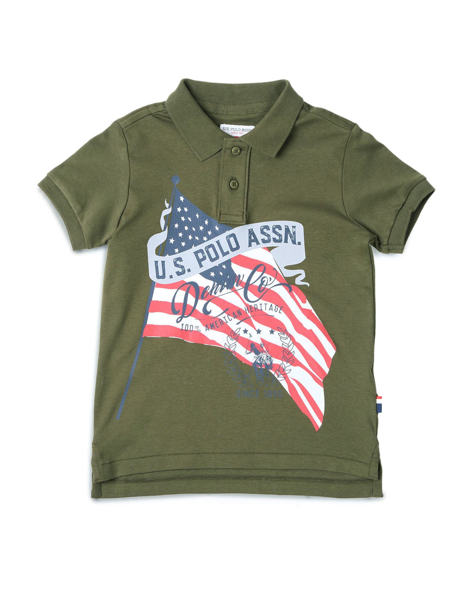 Boys Brand Printed Regular Fit Polo Shirt Olive - U.S. POLO ASSN. | Large