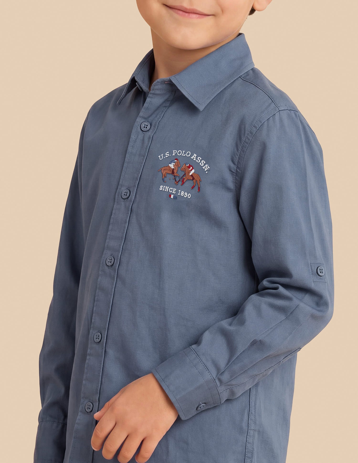 Solid Regular Fit Shirt Grey - U.S. Polo Assn. India | Large
