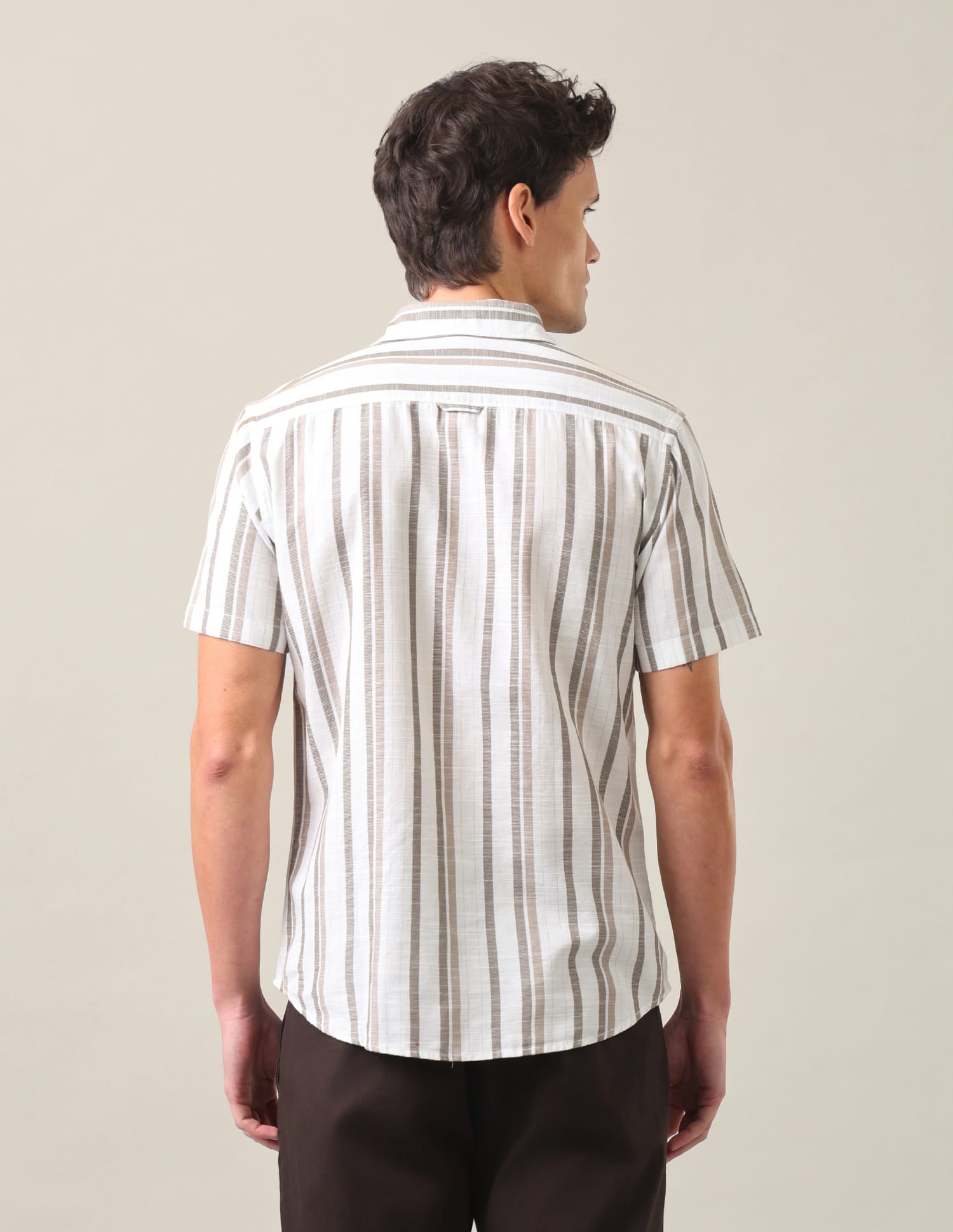 Vertical Striped Regular Fit Shirt Brown - U.S. Polo Assn. India | Large