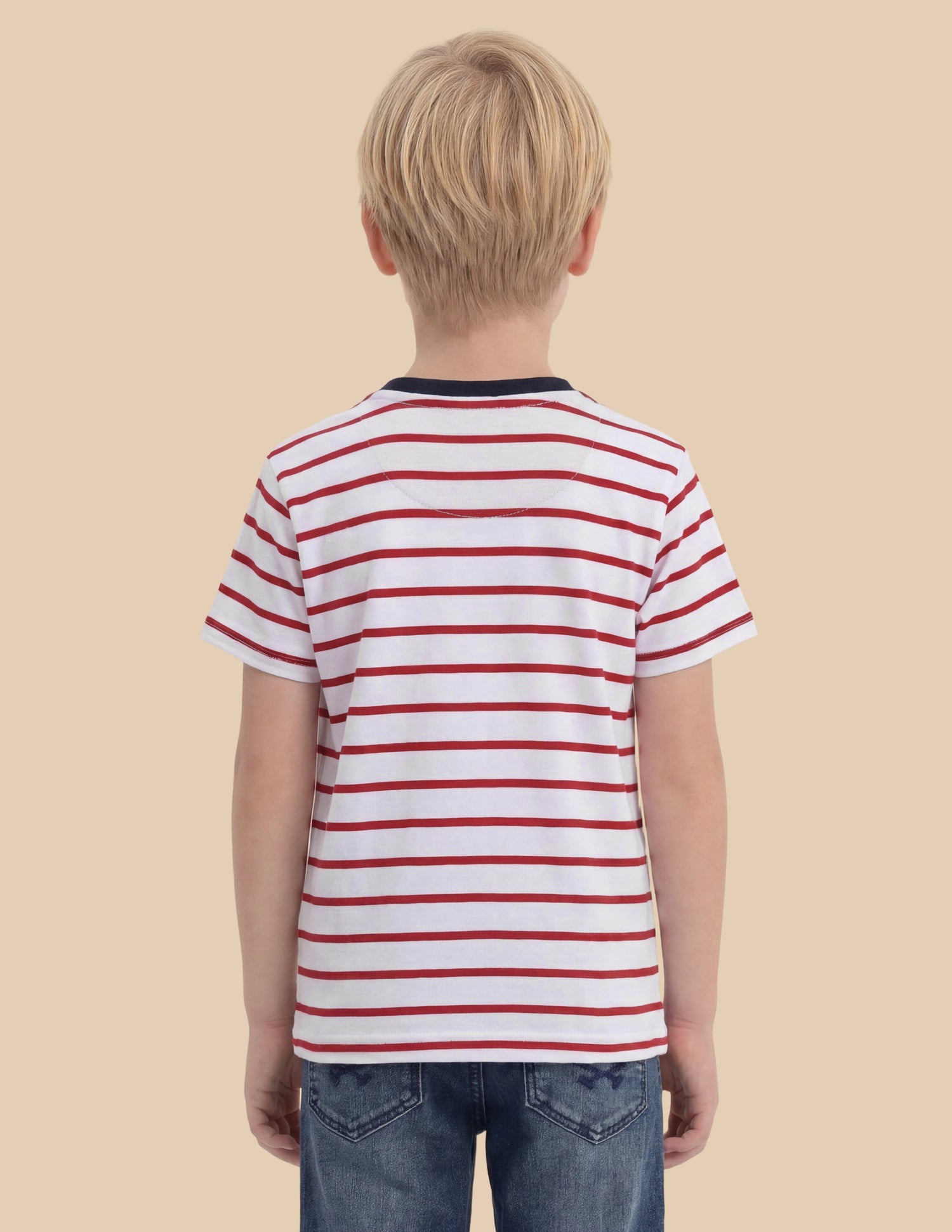 Boys Horizontal Striped T-Shirt Red - U.S. Polo Assn. India | Large
