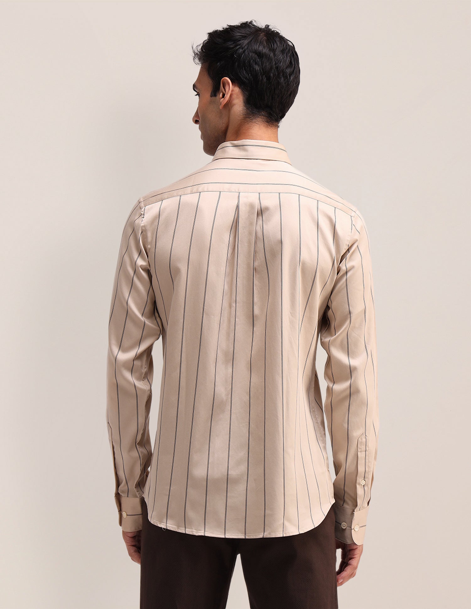 Vertical Striped Satin Shirt Khaki - U.S. Polo Assn. India | Large