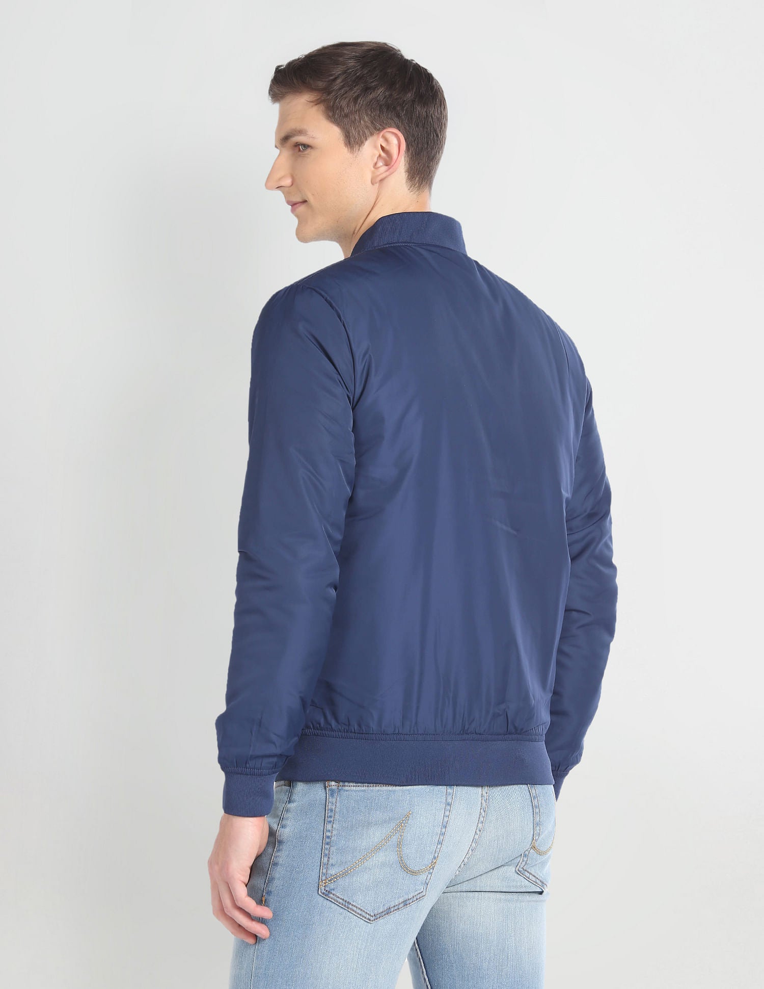 High Neck Long Sleeve Bomber Jacket Blue - U.S. POLO ASSN. | Large