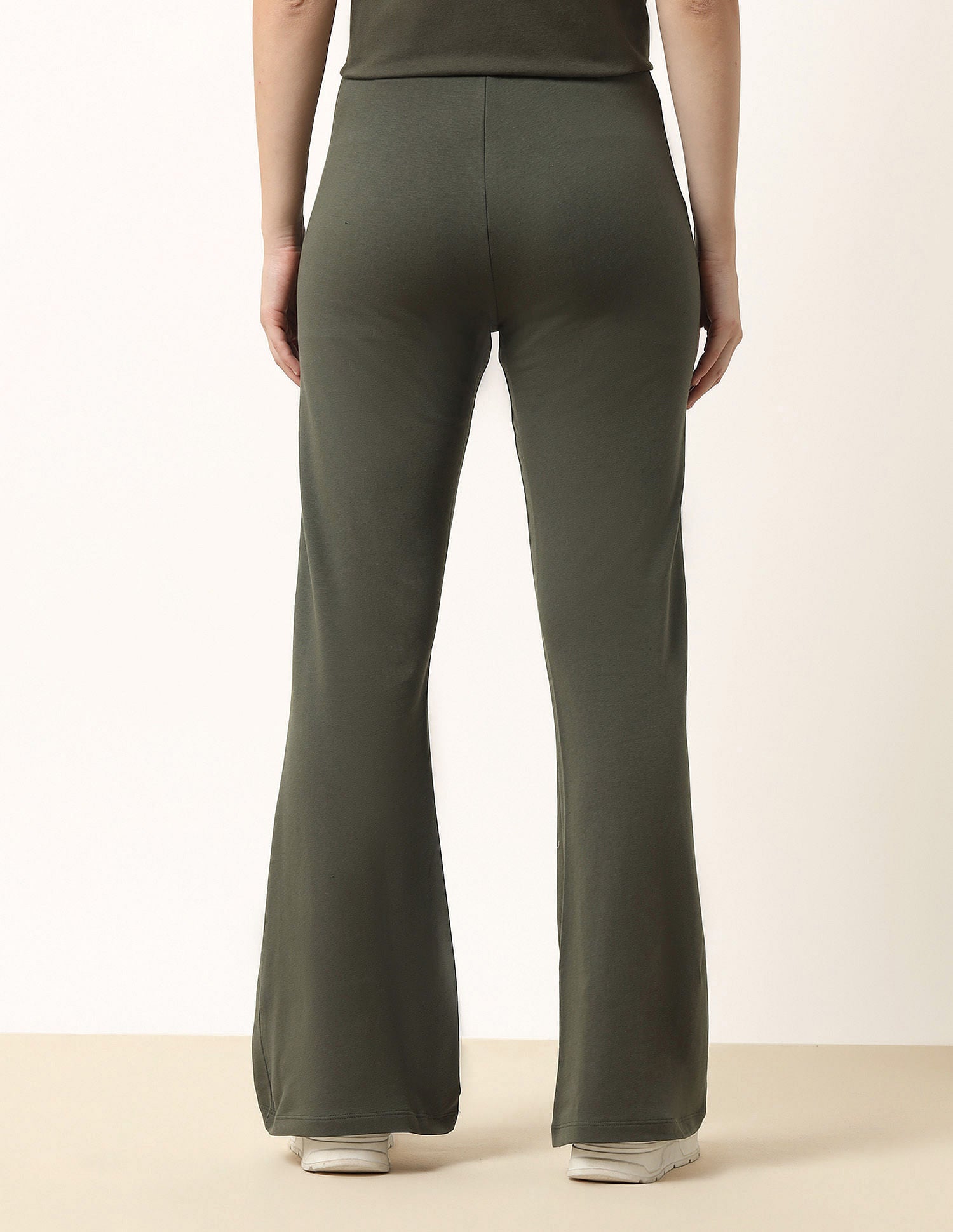 High-Rise Flared Fit Lounge Pants Olive - U.S. POLO ASSN. | Large