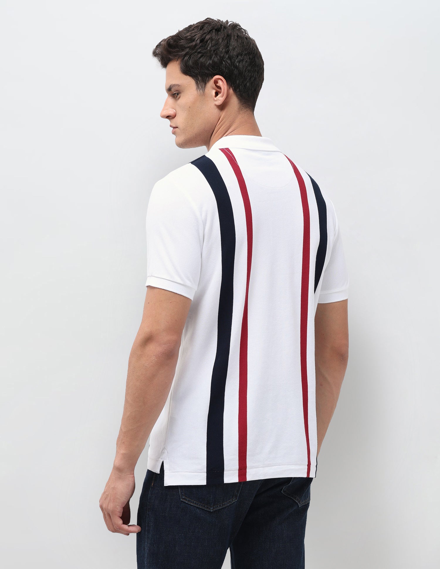 Vertical Striped Slim Fit Polo Shirt White - U.S. Polo Assn. India | Large