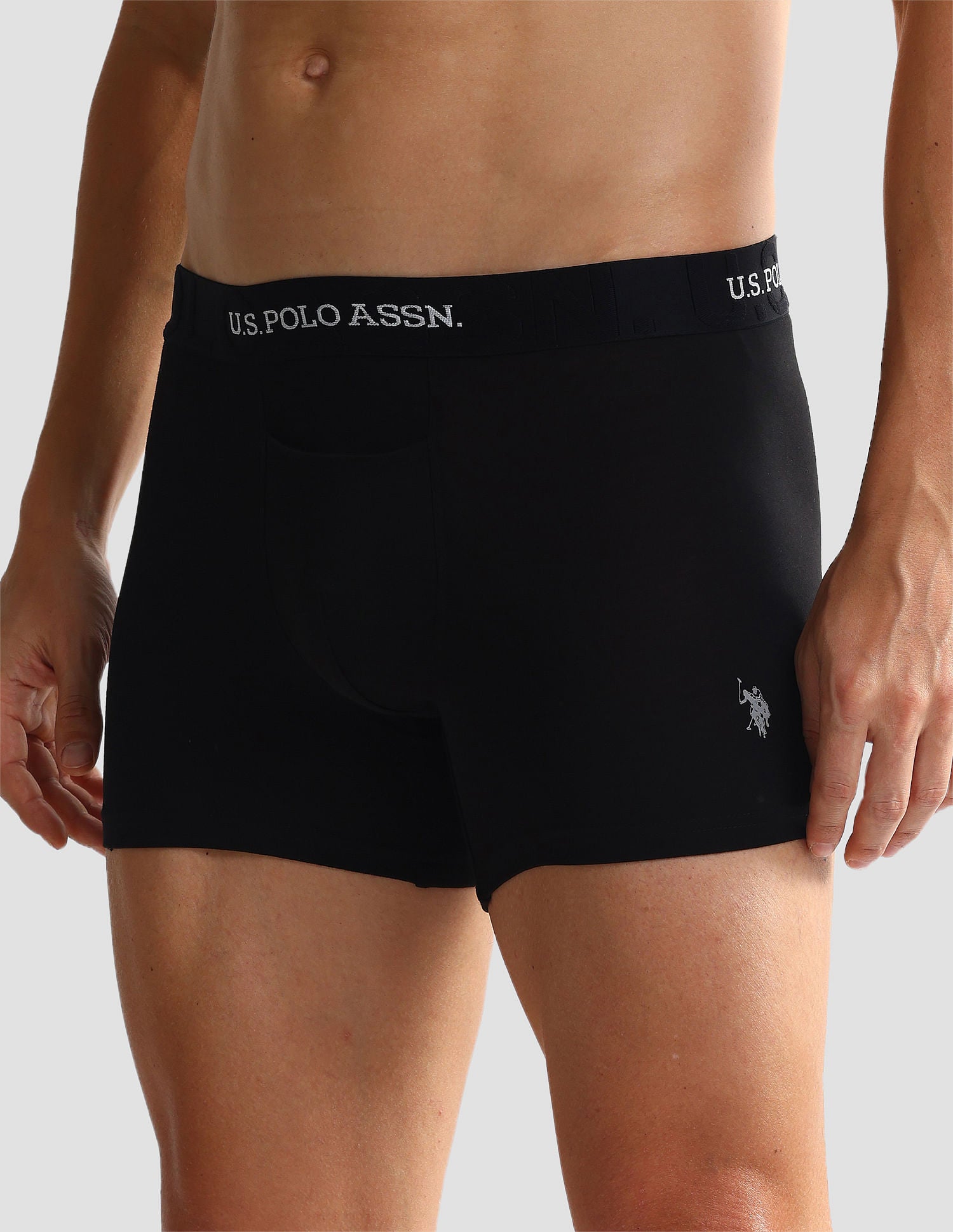Elastic Waistband Ribbed Solid OET012 Trunks - Pack Of 2 Black and Glacier Lake - U.S. POLO ASSN. | Large