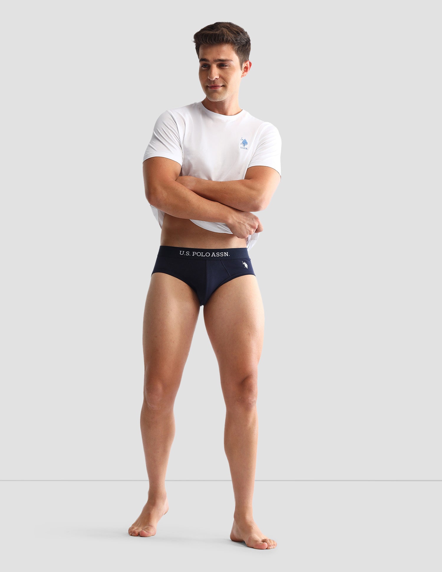 Anti Microbial Solid OEB13 Briefs - Pack Of 3 Black, Navy and Grey Melange - U.S. POLO ASSN. | Large