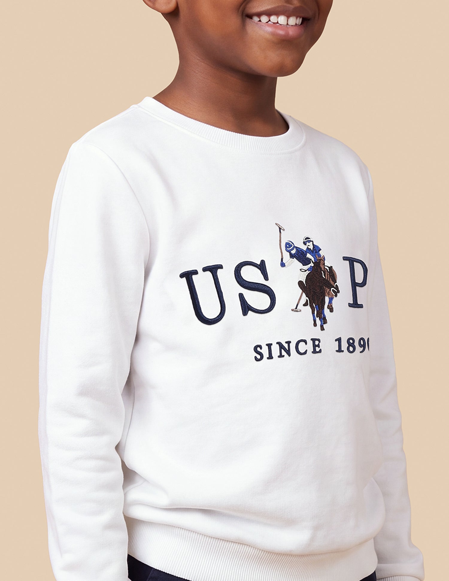 Brand Embroidered Regular Fit Sweatshirt Off White - U.S. Polo Assn. India | Large