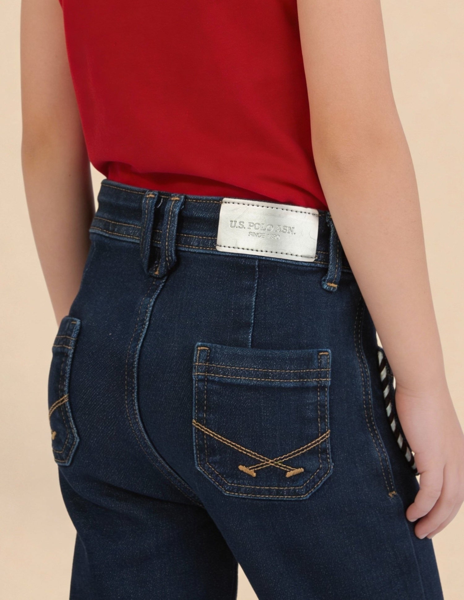 Girls Mid Rise Flared Fit Jeans Dark Blue - U.S. Polo Assn. India | Large