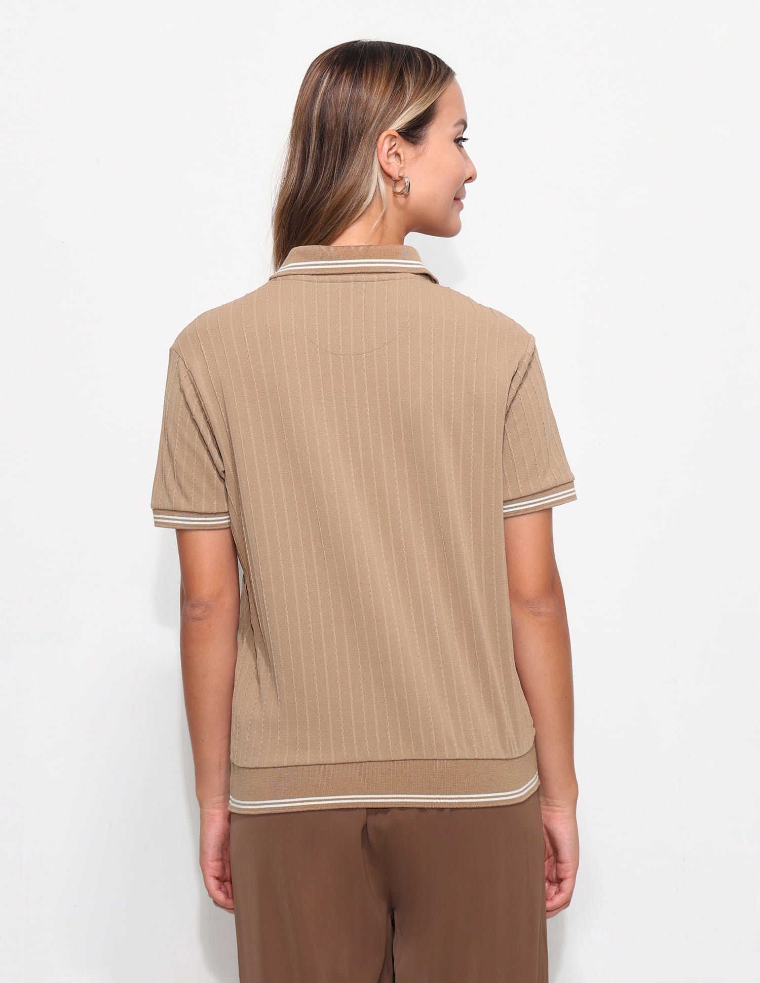 Relaxed Fit Textured Polo Shirt Brown - U.S. Polo Assn. India | Large