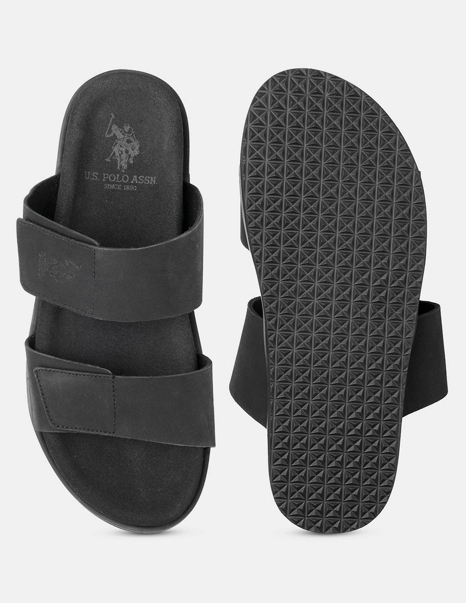 Men Griz Velcro Slippers Black - U.S. Polo Assn. India | Large