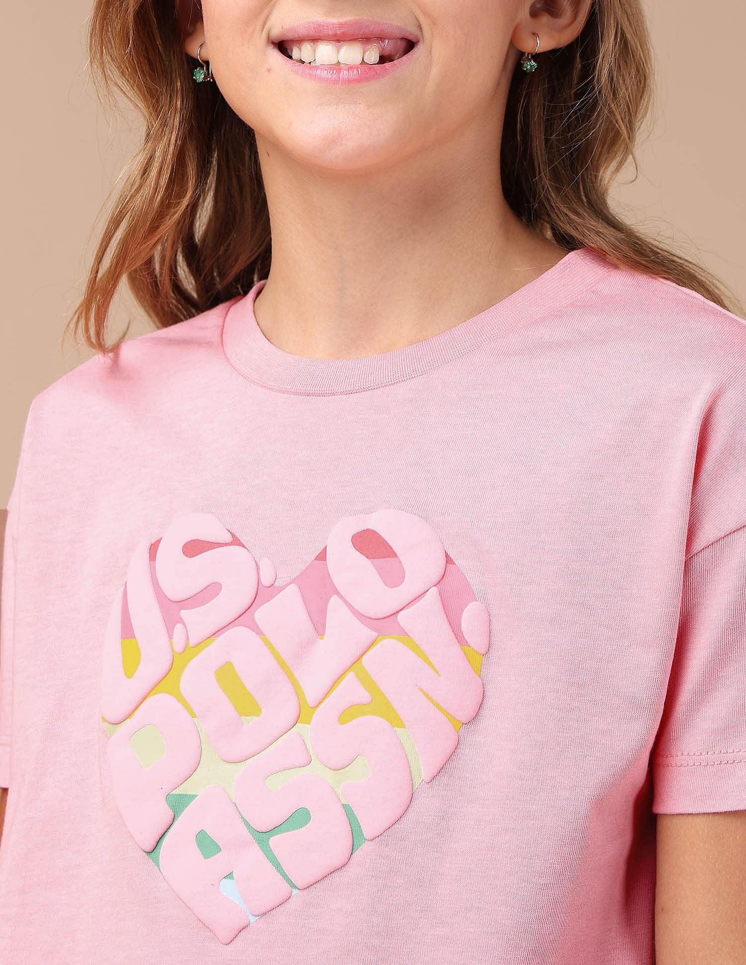 Girls Puff Print Regular Fit T-Shirt Light Pink - U.S. POLO ASSN. | Large