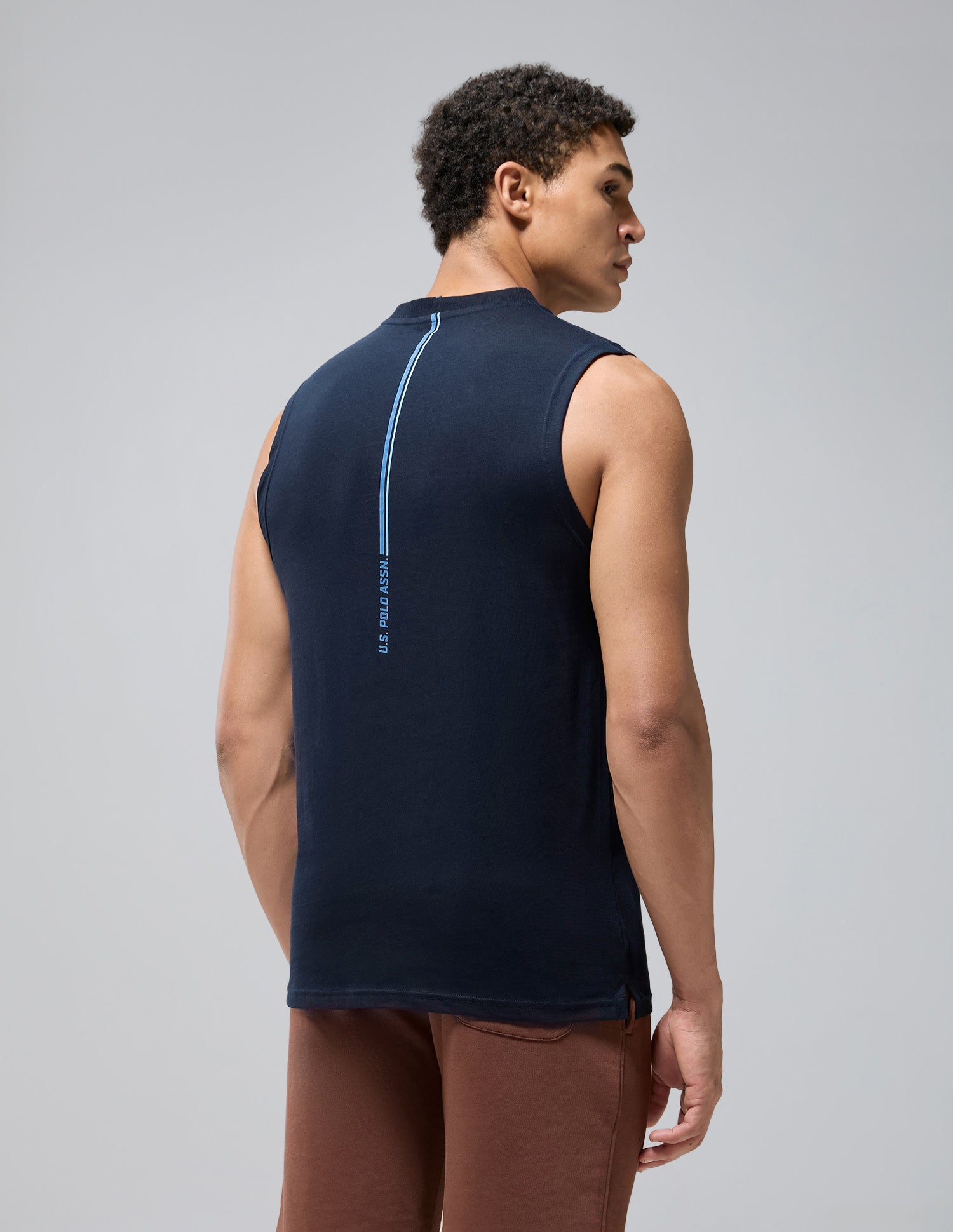 Pure Cotton Breathable OEV12 Gym Vest Navy - U.S. Polo Assn. India | Large