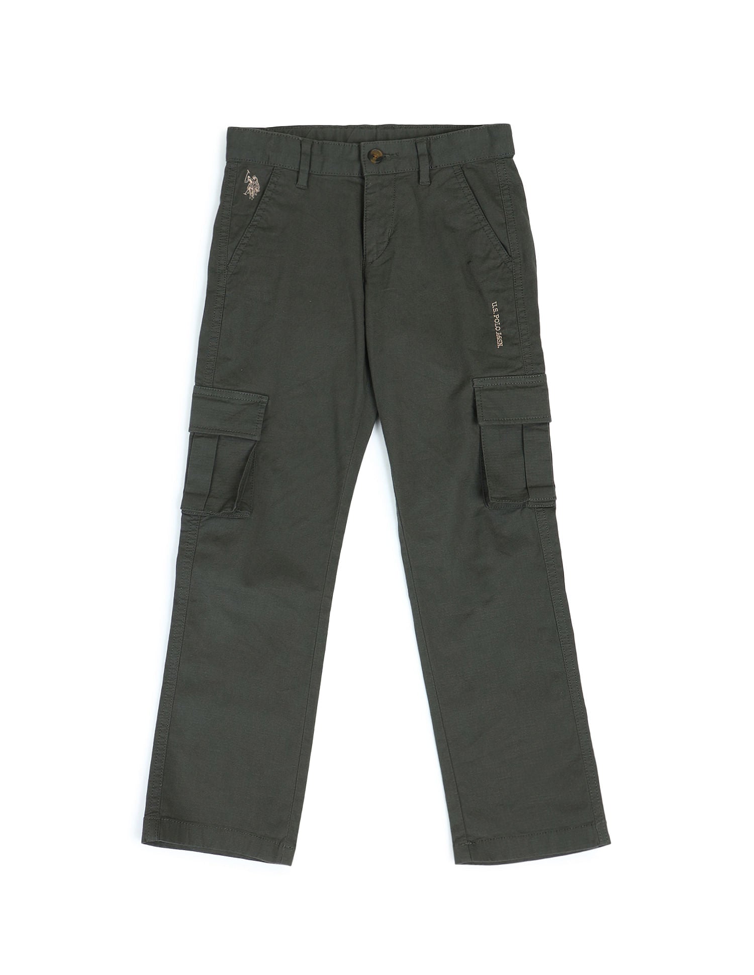 Boys Mid Rise Relaxed Fit Trousers Olive - U.S. POLO ASSN. | Large