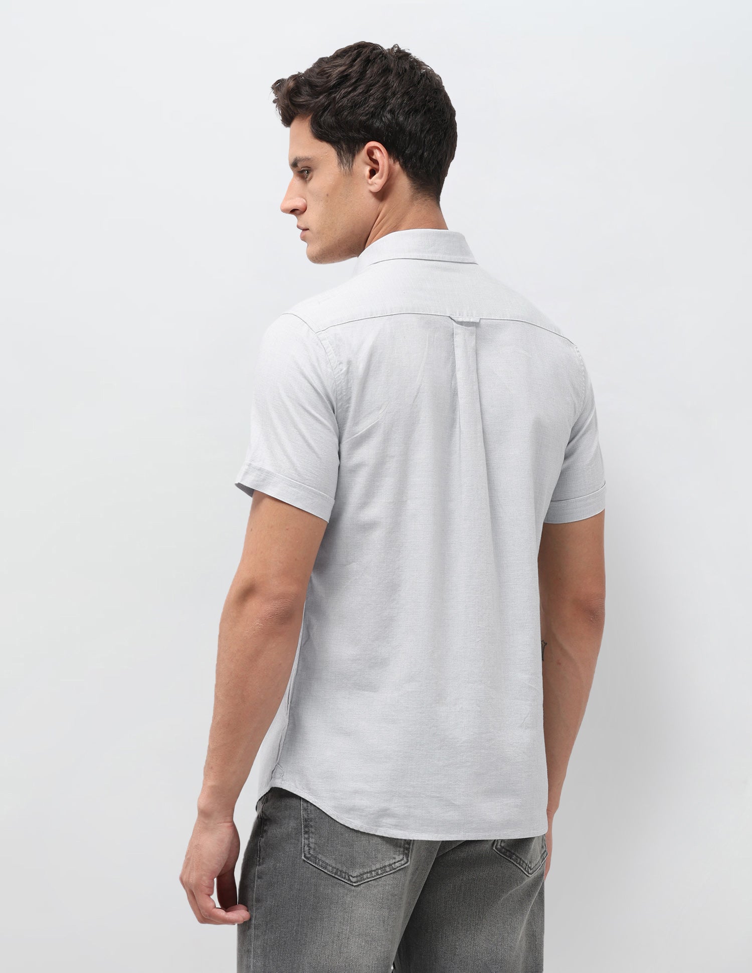 Solid Regular Fit Shirt Grey - U.S. Polo Assn. India | Large